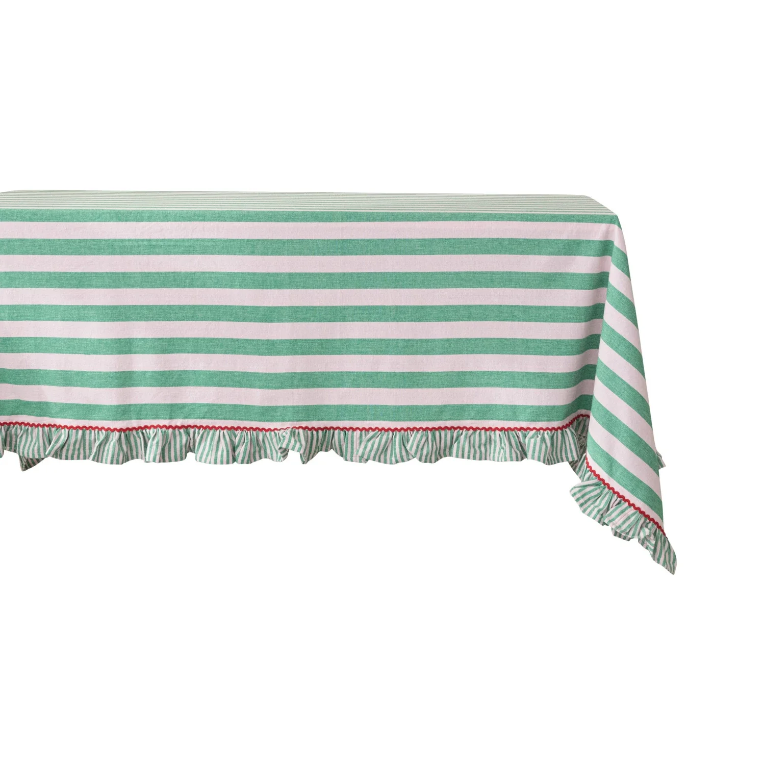 Creative Co-op - Striped Tablecloth with Ruffle - Image 2