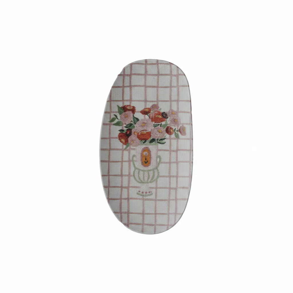 Creative Co-op - Textured Stoneware Floral Plate - Image 2