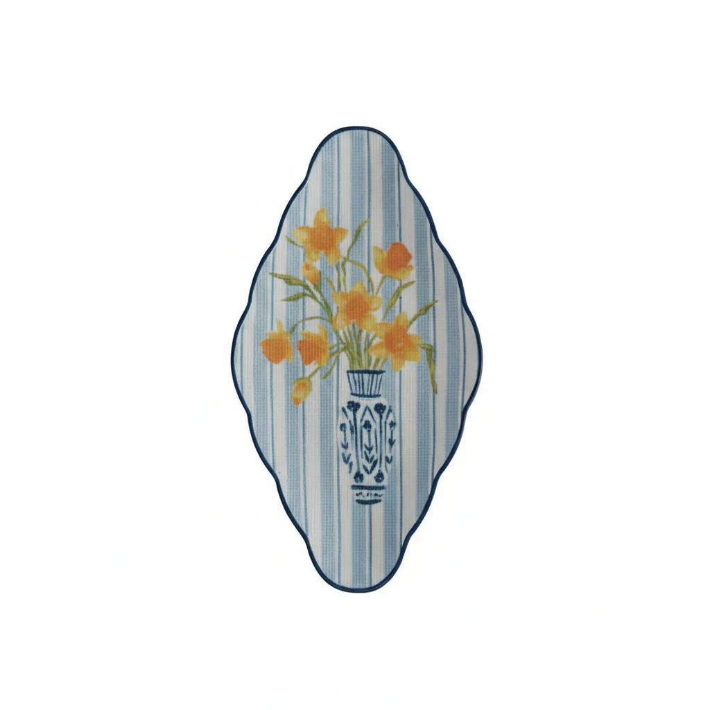 Creative Co-op - Textured Stoneware Floral Plate - Image 3