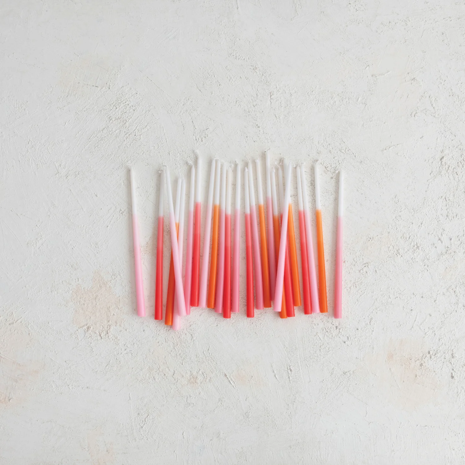 Creative Co-op - Unscented Thin Taper Candles, Ombre Pink, Orange, & White