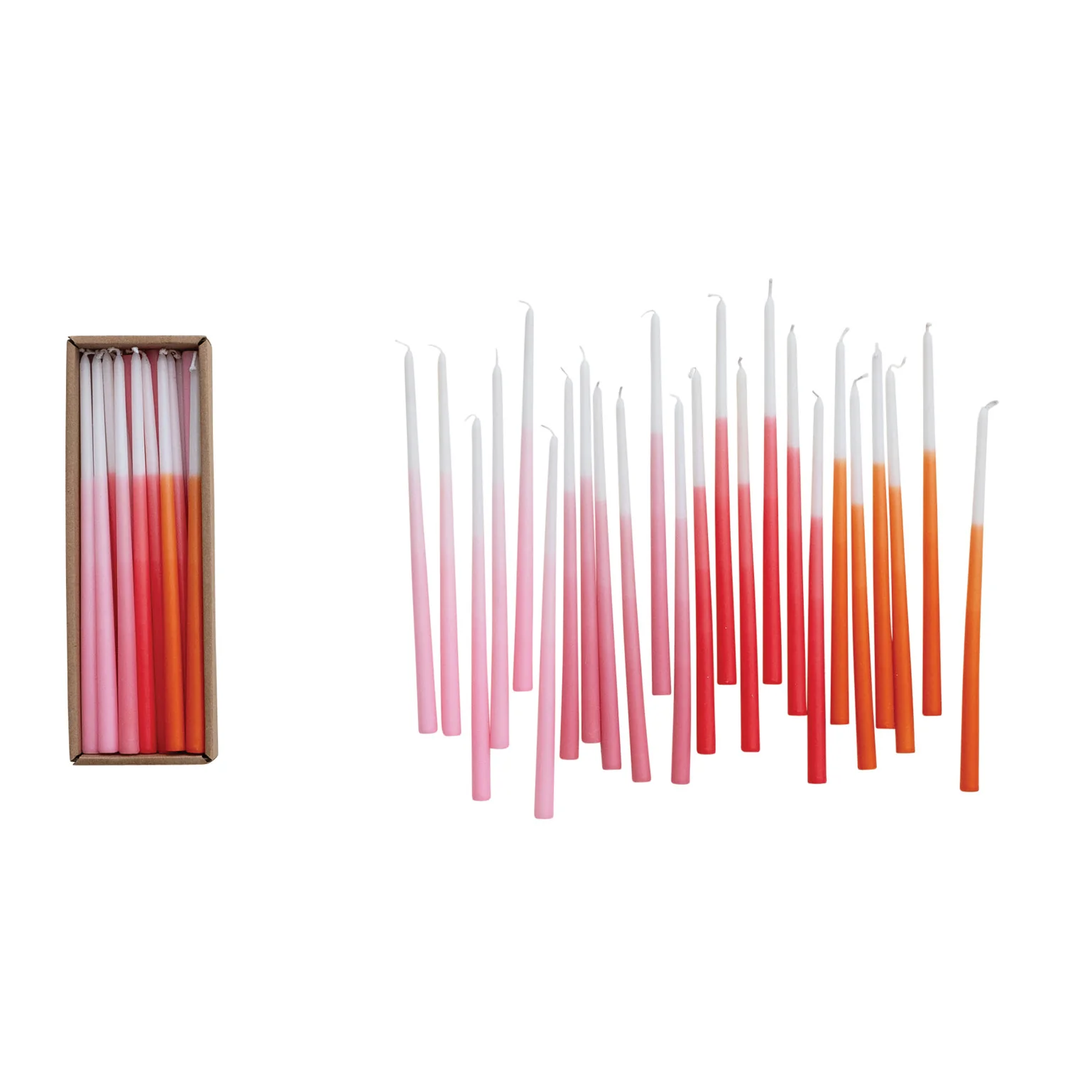 Creative Co-op - Unscented Thin Taper Candles, Ombre Pink, Orange, & White - Image 2
