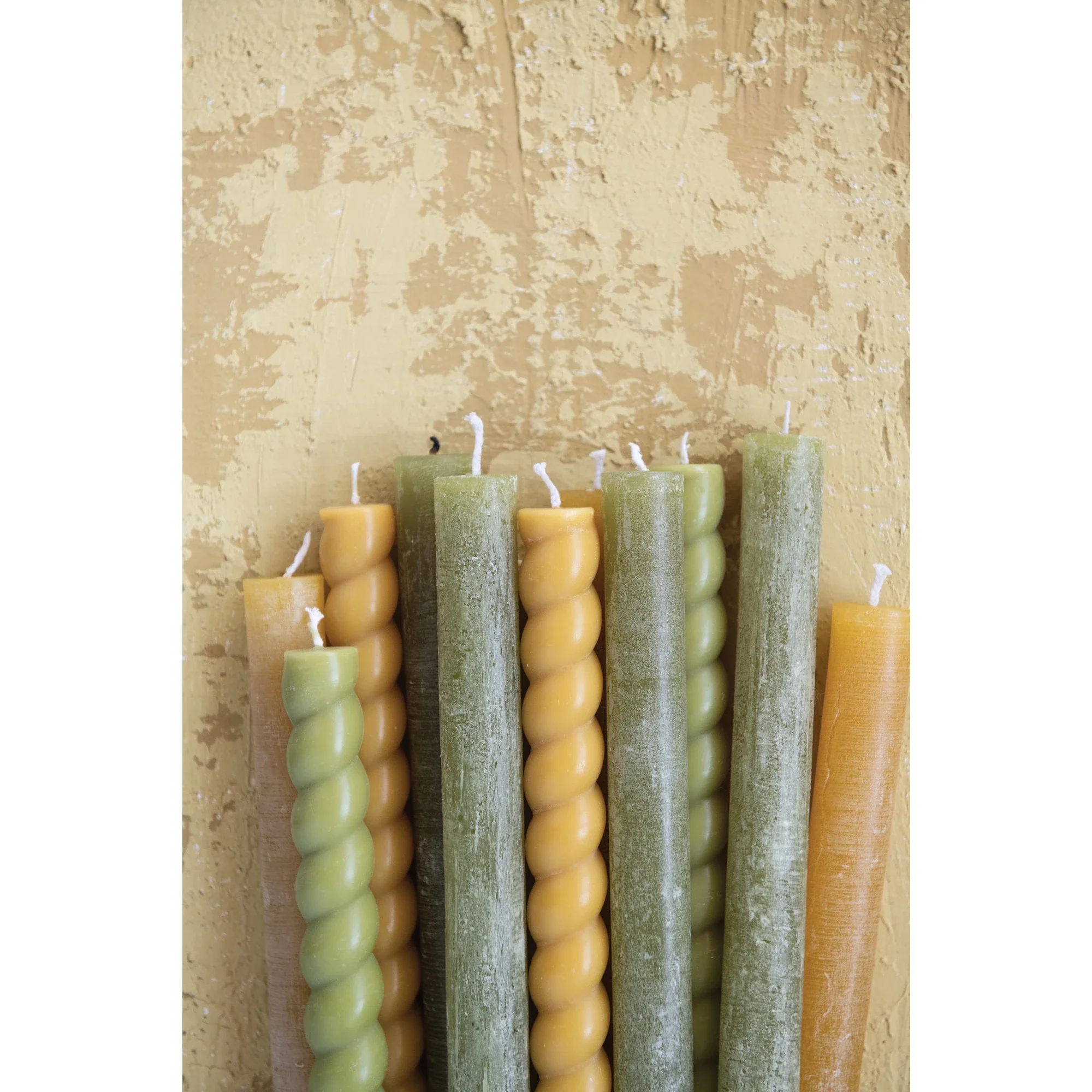 Creative Co-op - Unscented Twisted Taper Candle Set, Gold - Image 2