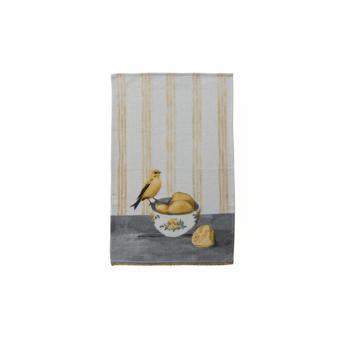 Creative Co-op - Waffle Weave Tea Towel with Bird & Fruit - Image 5