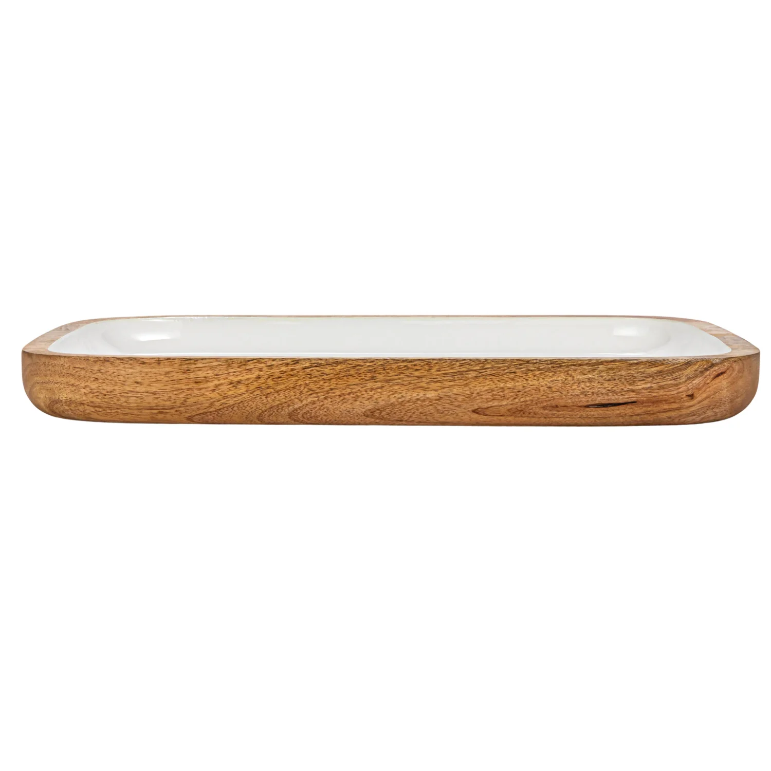 Creative Co-op - White Enameled Mango Wood Tray - Image 4