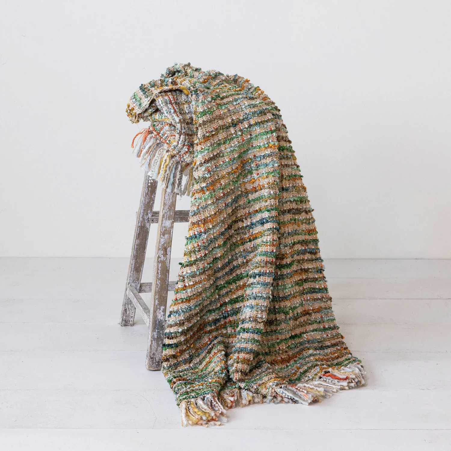 Creative Co-op - Woven Bouclé Throw with Fringe