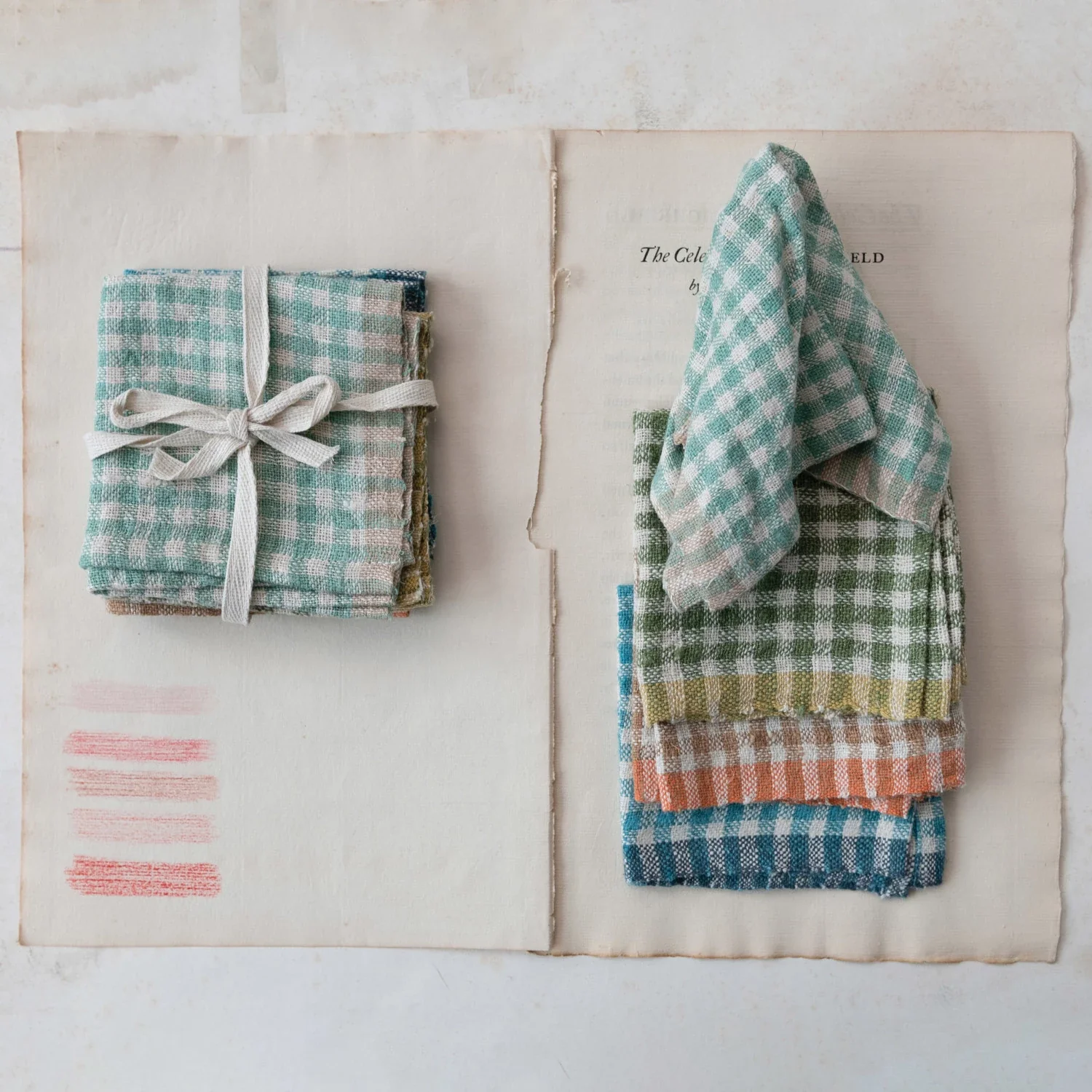 Creative Co-op - Woven Linen Gingham Cocktail Napkins