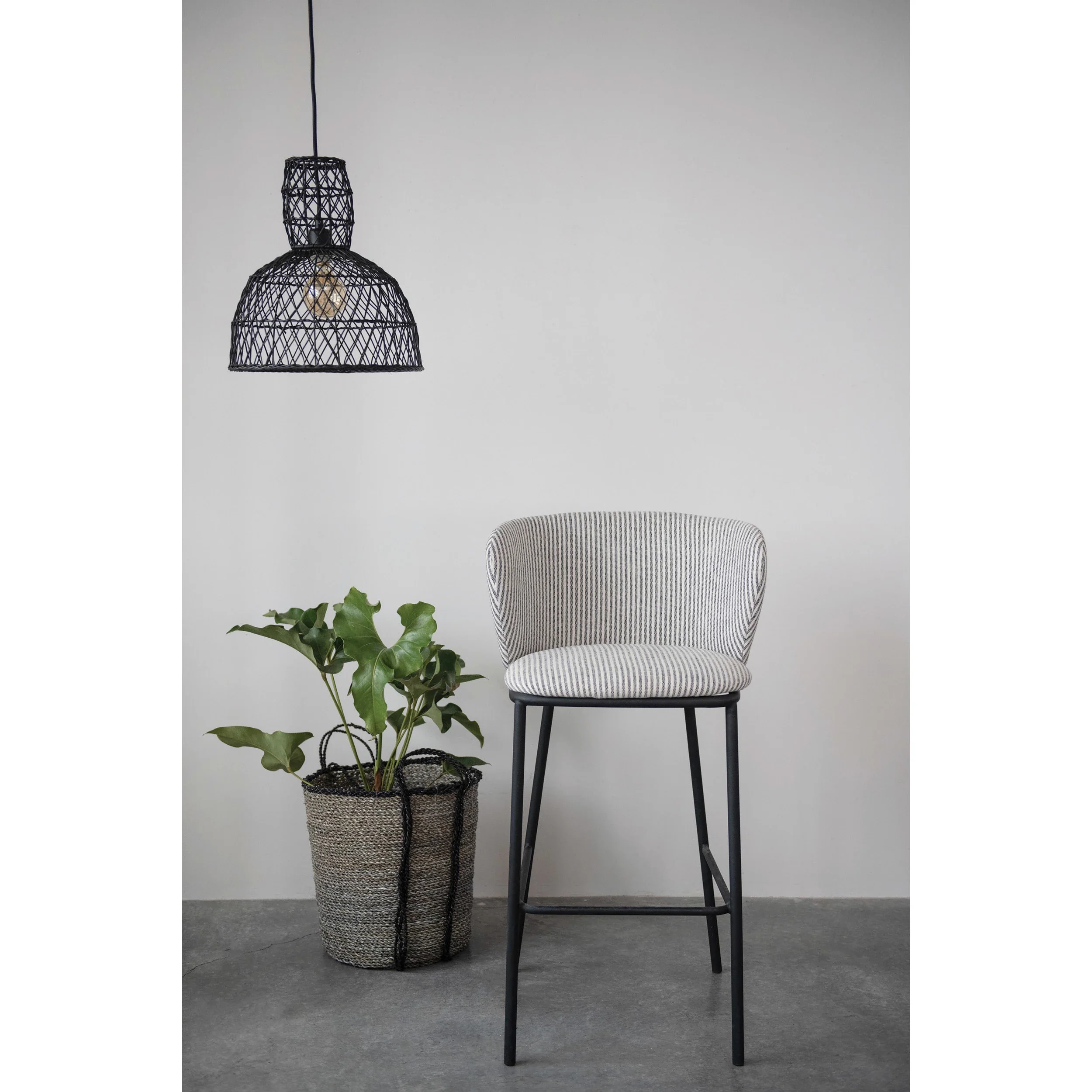 Creative Co-op - Woven Rattan & Metal Pendant Lamp - Image 3