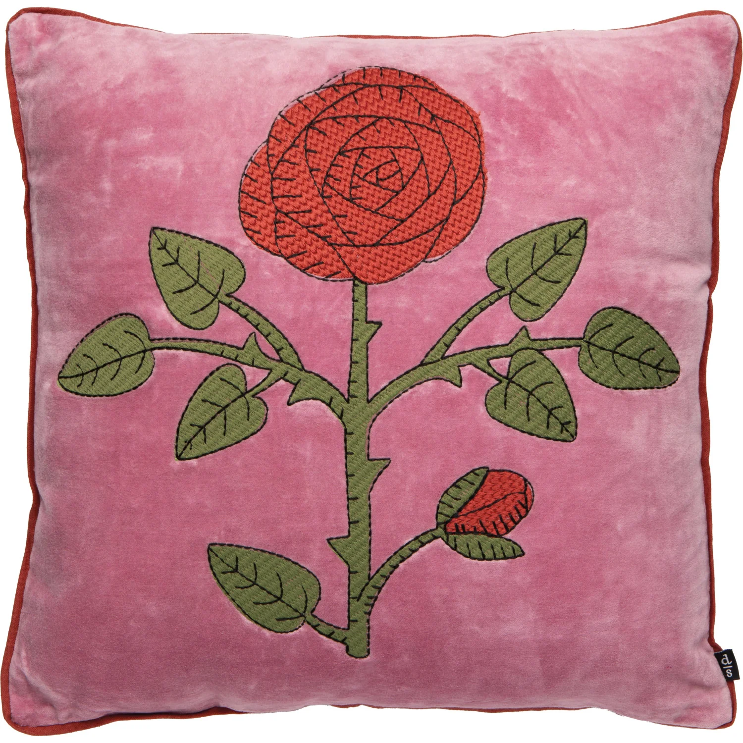 Danica - Rose Briar Embroidered Throw Pillow