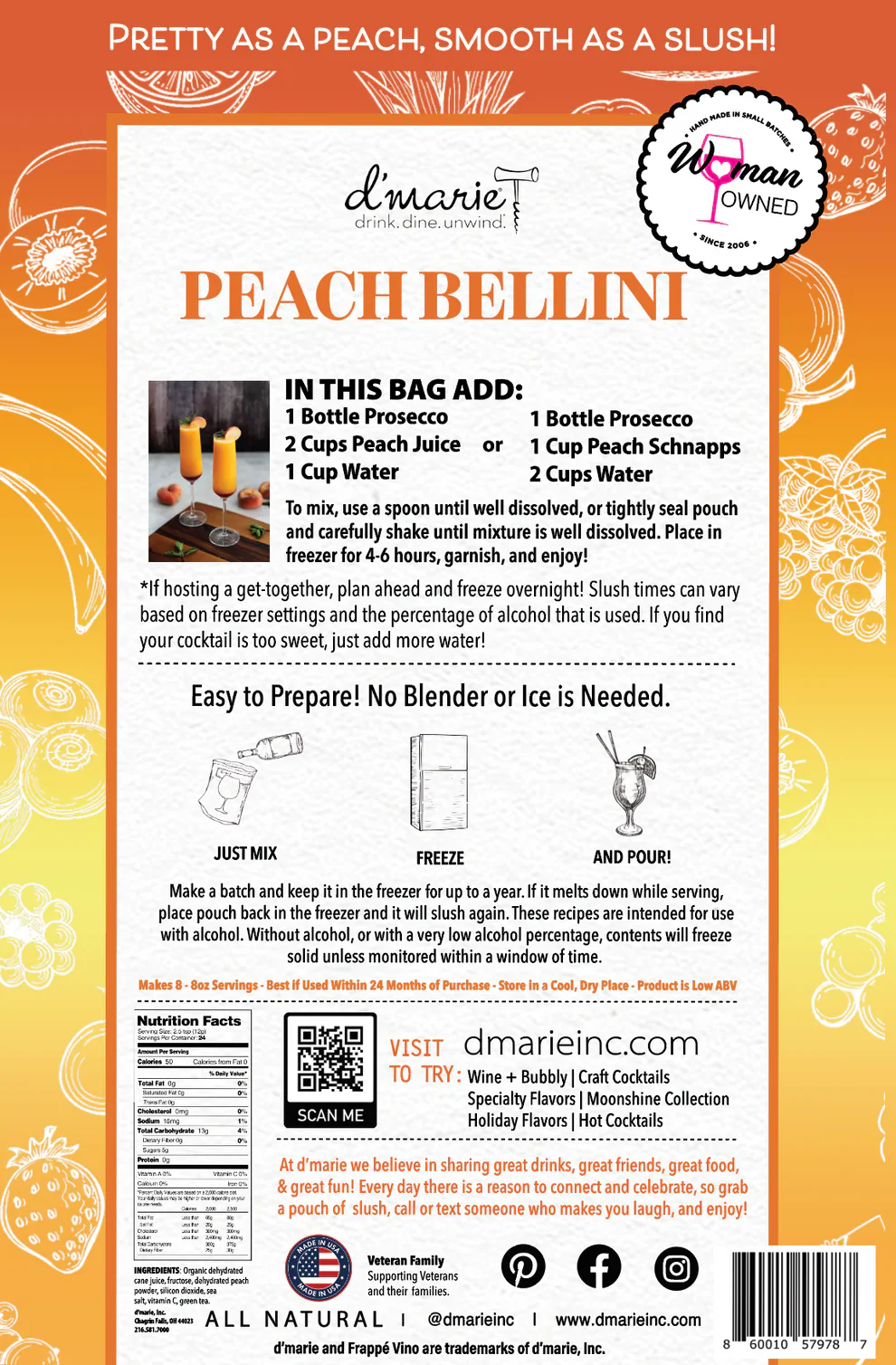 D'Marie - Peach Bellini Cocktail Slushie Mix - Image 3