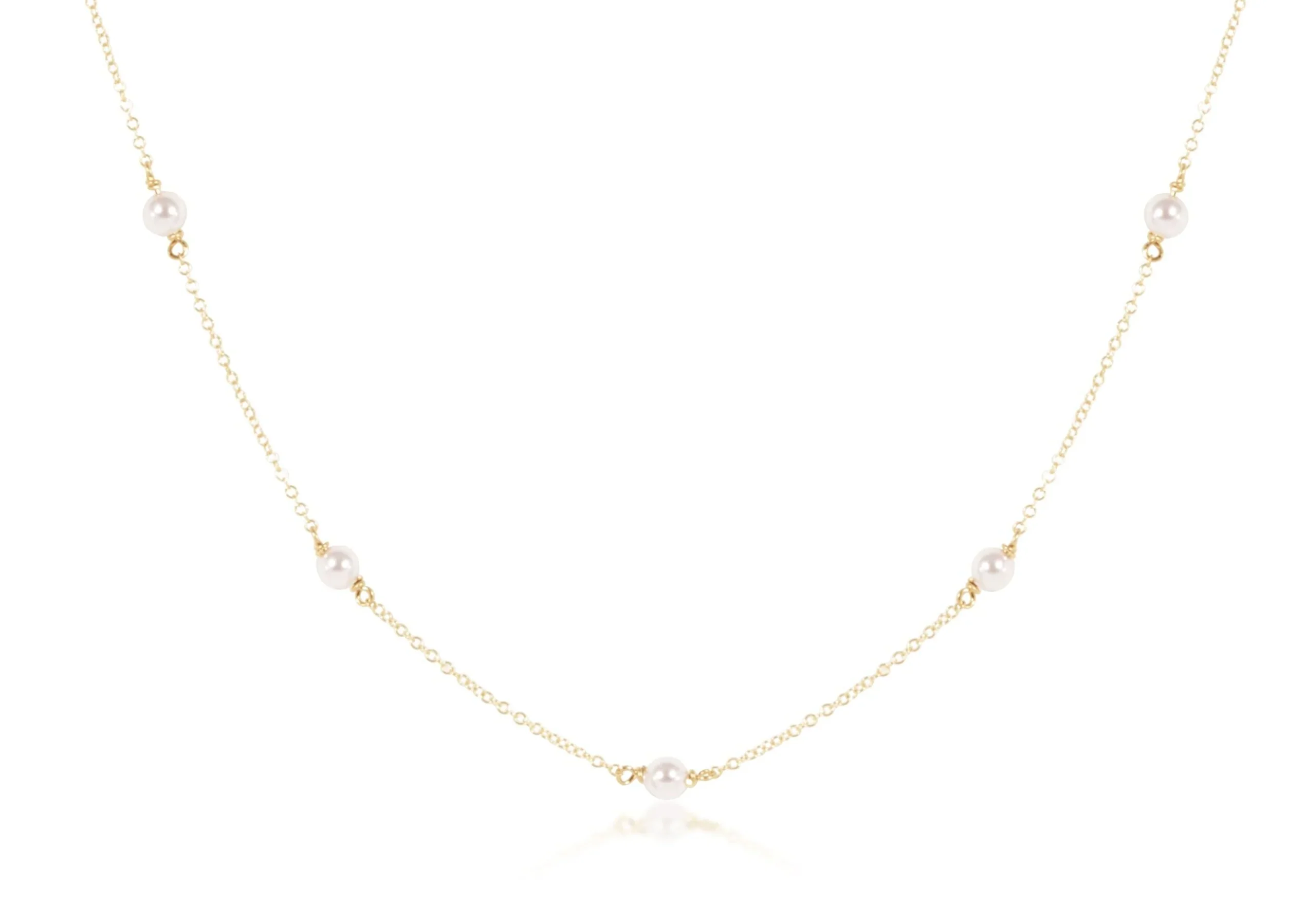 enewton - 17" Choker Simplicity Chain Gold, Pearl 4mm