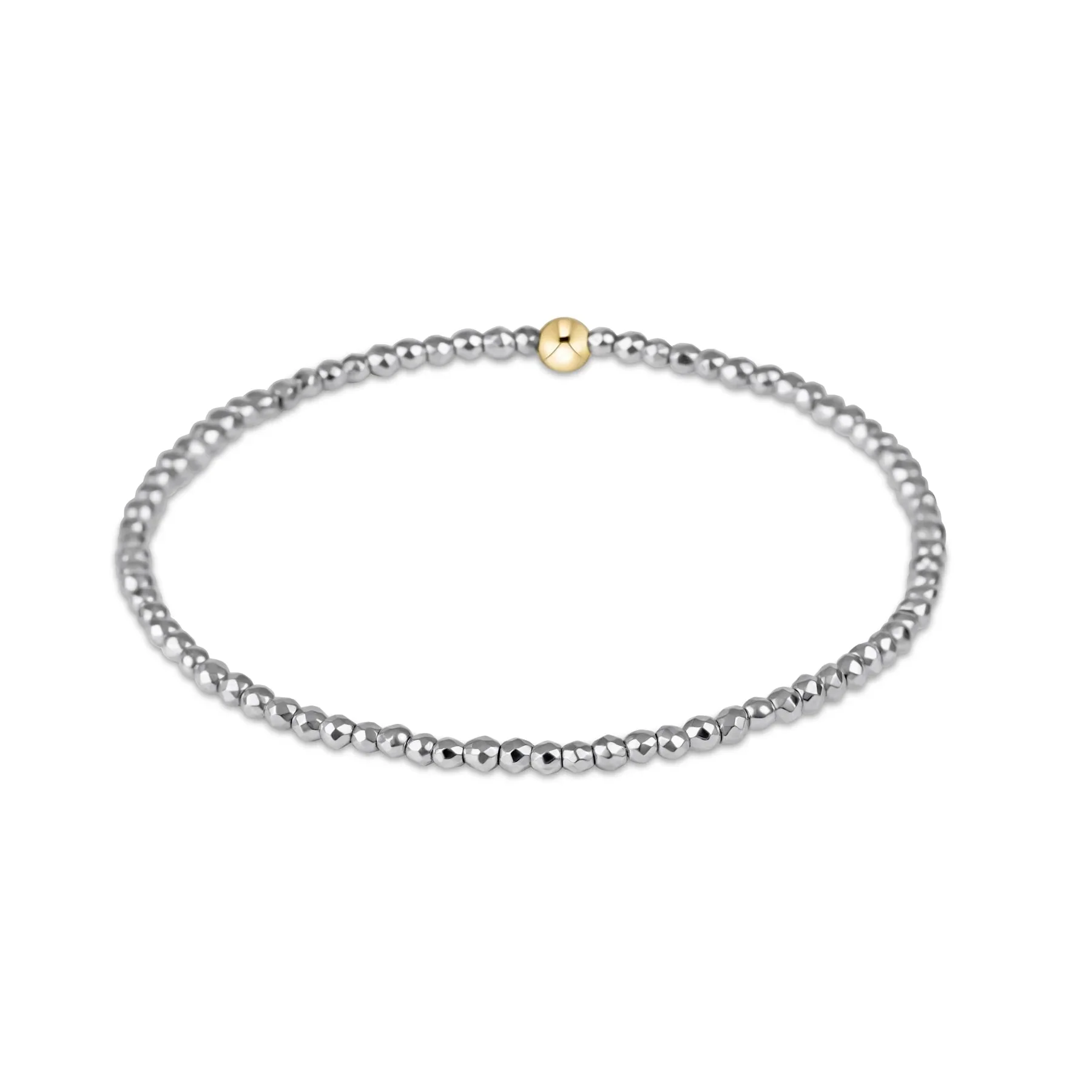 enewton - Bright Silver Faceted Hametite 2mm Bead Bracelet