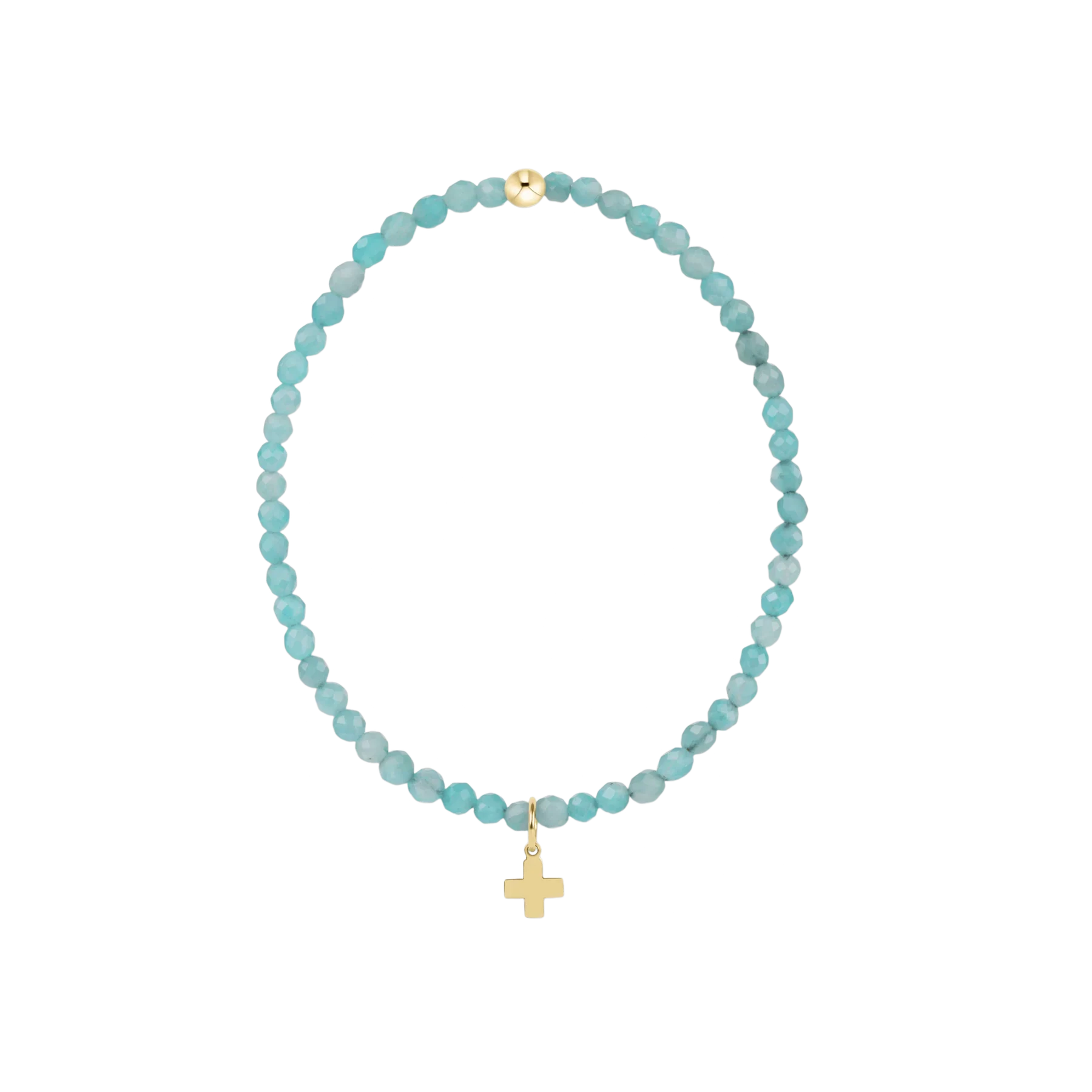 enewton - Classic Amazonite 3mm Bracelet, Signature Cross Gold Charm