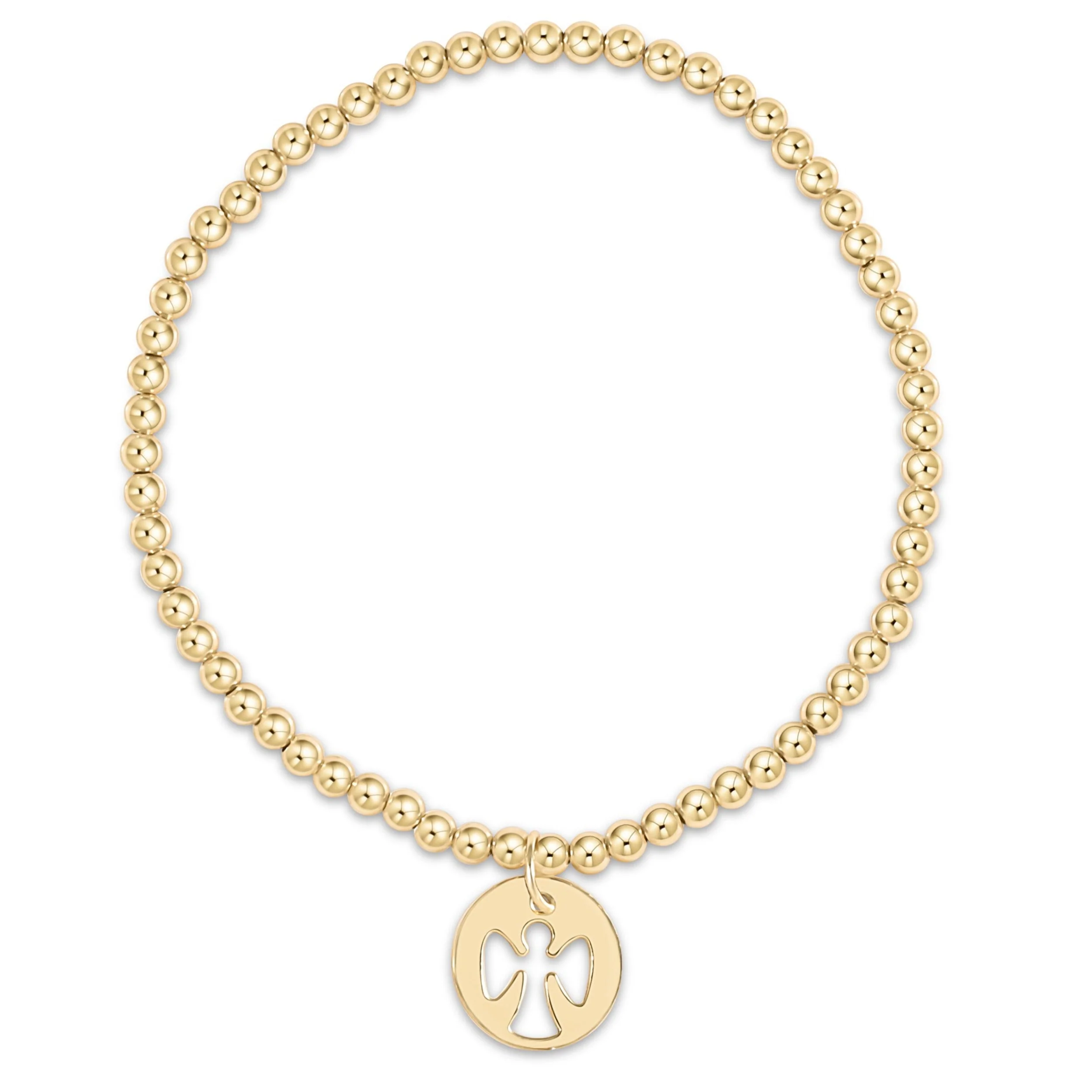 enewton - Classic Gold 3mm Bead Bracelet, Guardian Angel Small Gold Disc