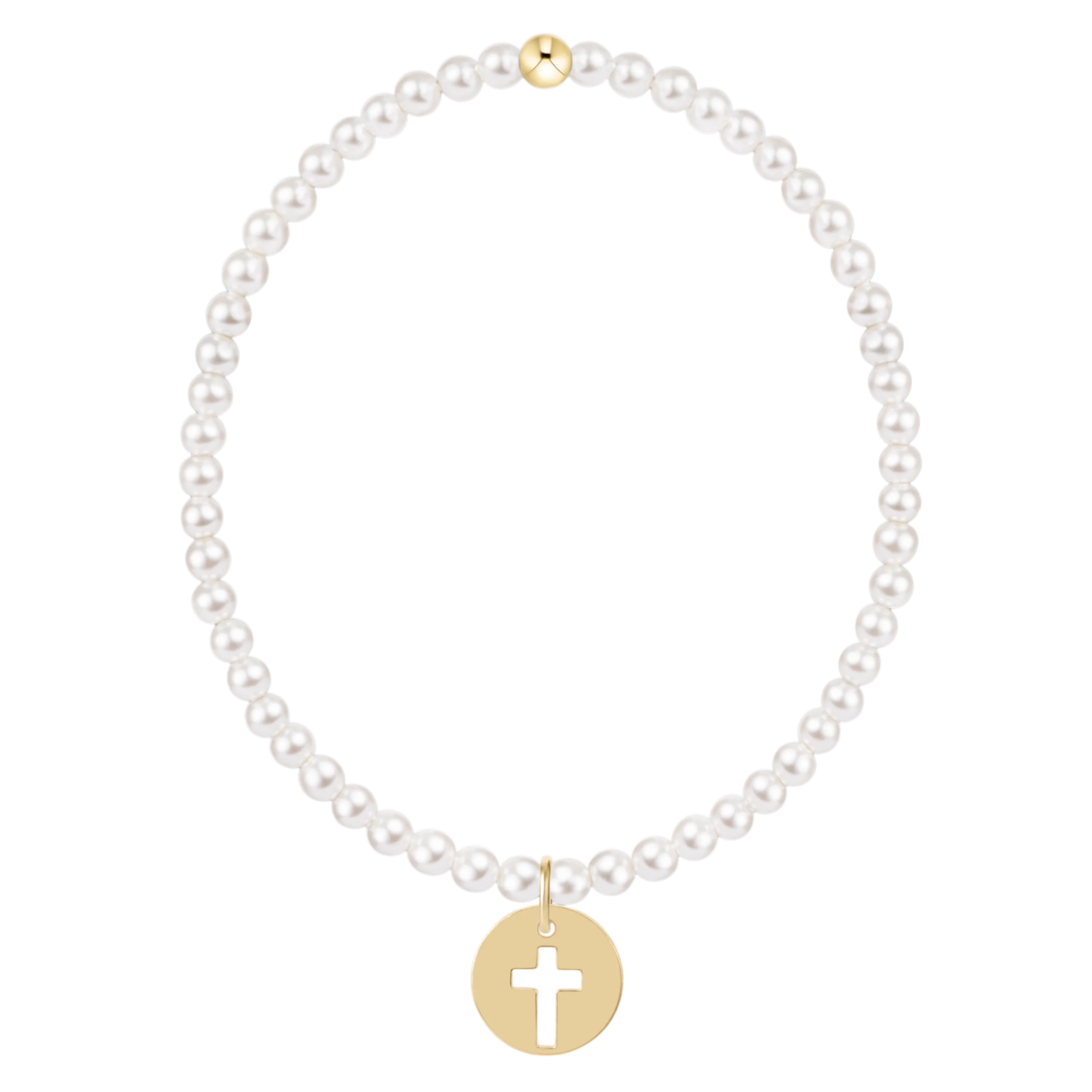 enewton - Classic Pearl 3mm Bracelet, Blessed Gold Disc
