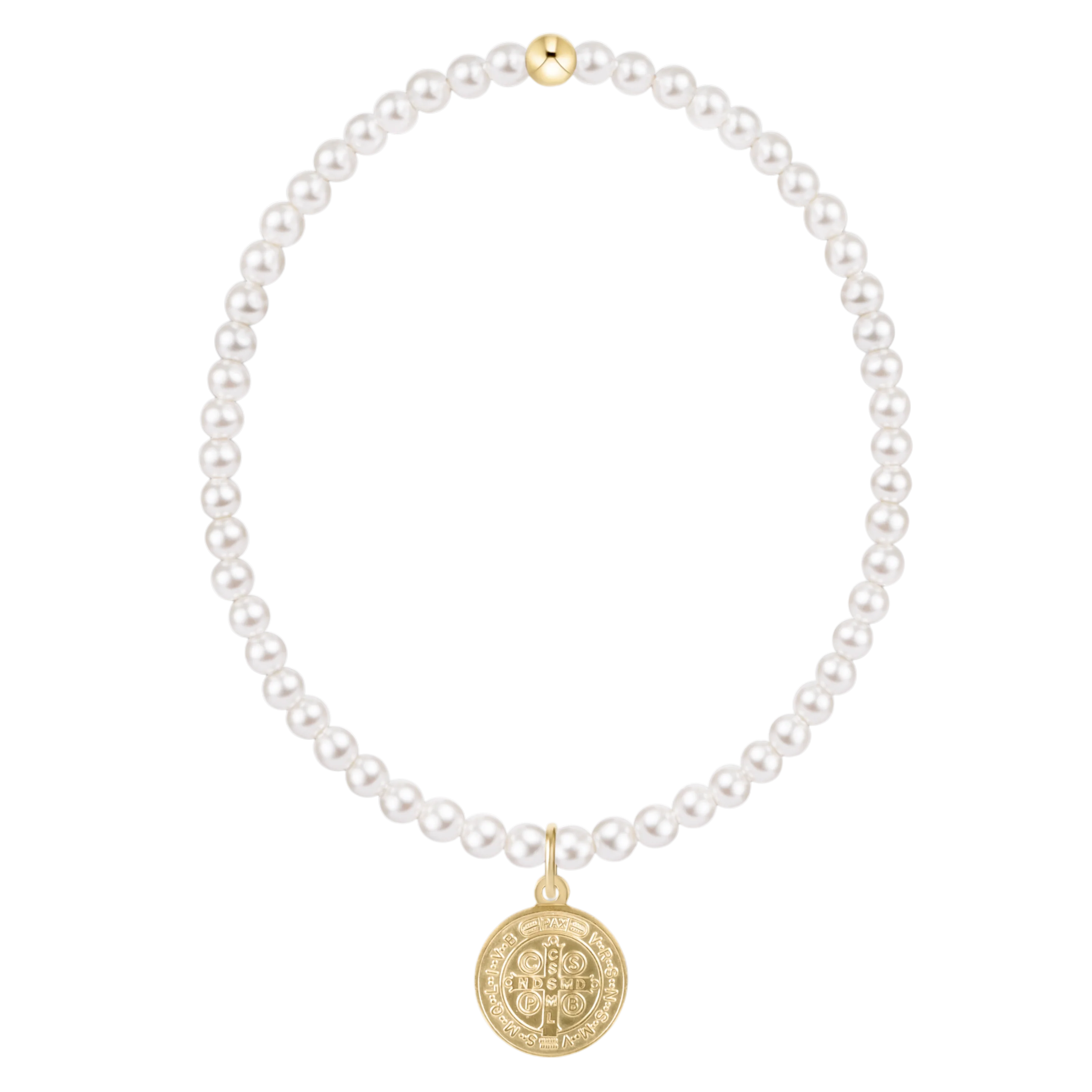 enewton - Classic Pearl 3mm Bracelet, Blessing Small Gold Disc