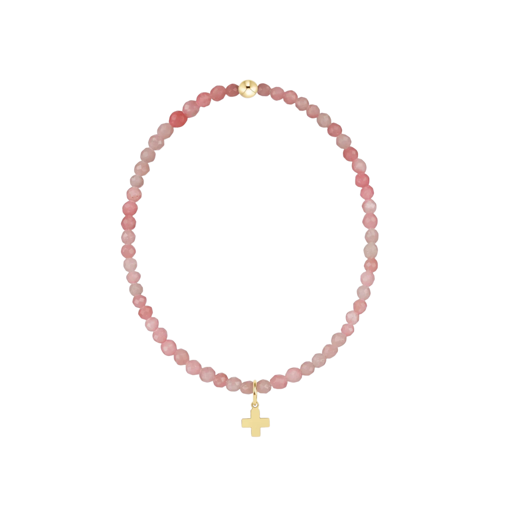 enewton - Classic Pink Opal 3mm Bracelet, Signature Cross Gold Charm