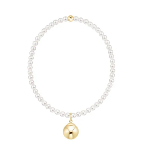 enewton - Extends Pearl 3mm Bracelet, Classic Gold 10mm Charm