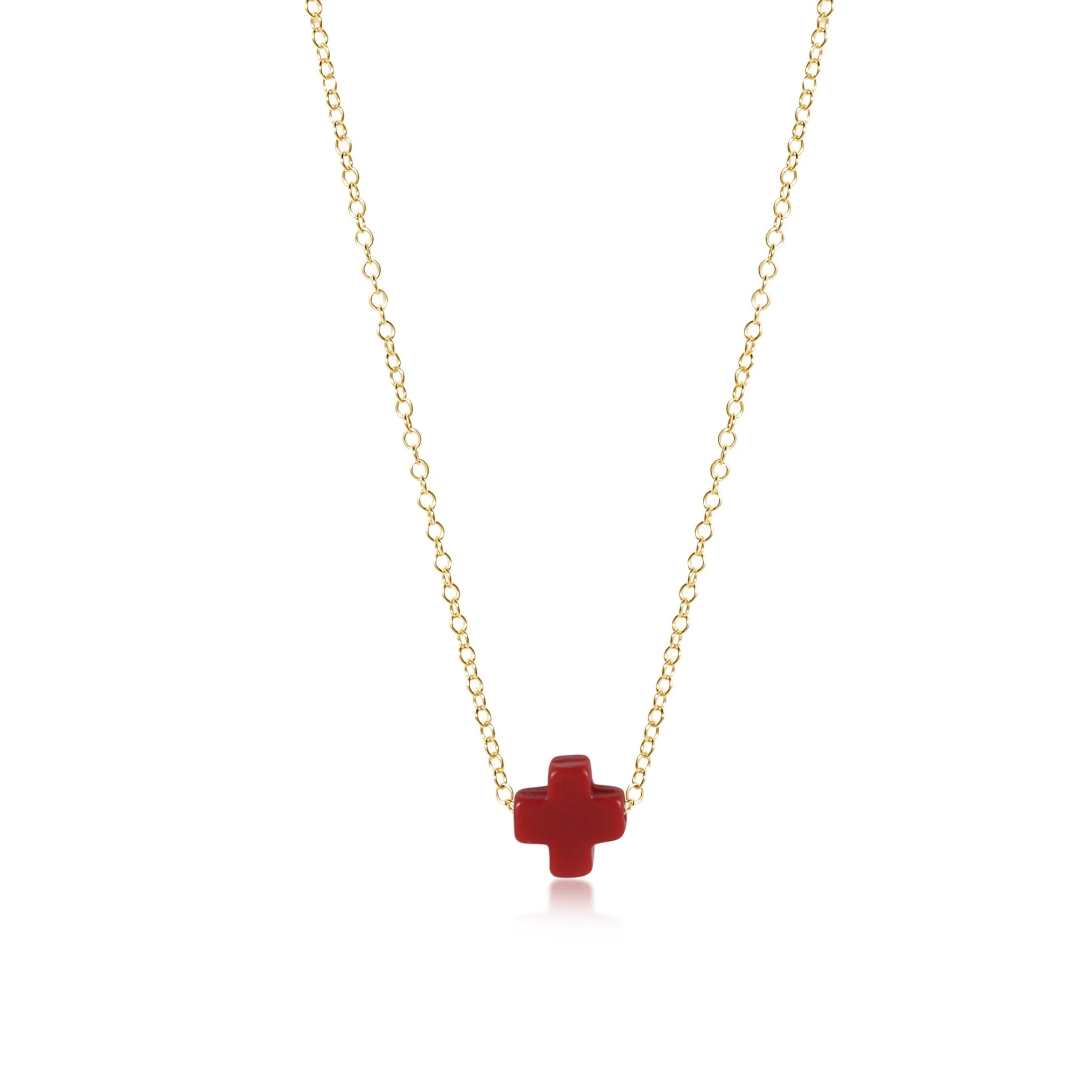 enewton - Signature Cross 16" Necklace Gold, Red