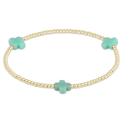 enewton - Signature Cross Gold Pattern 2mm Bead Bracelet, Mint