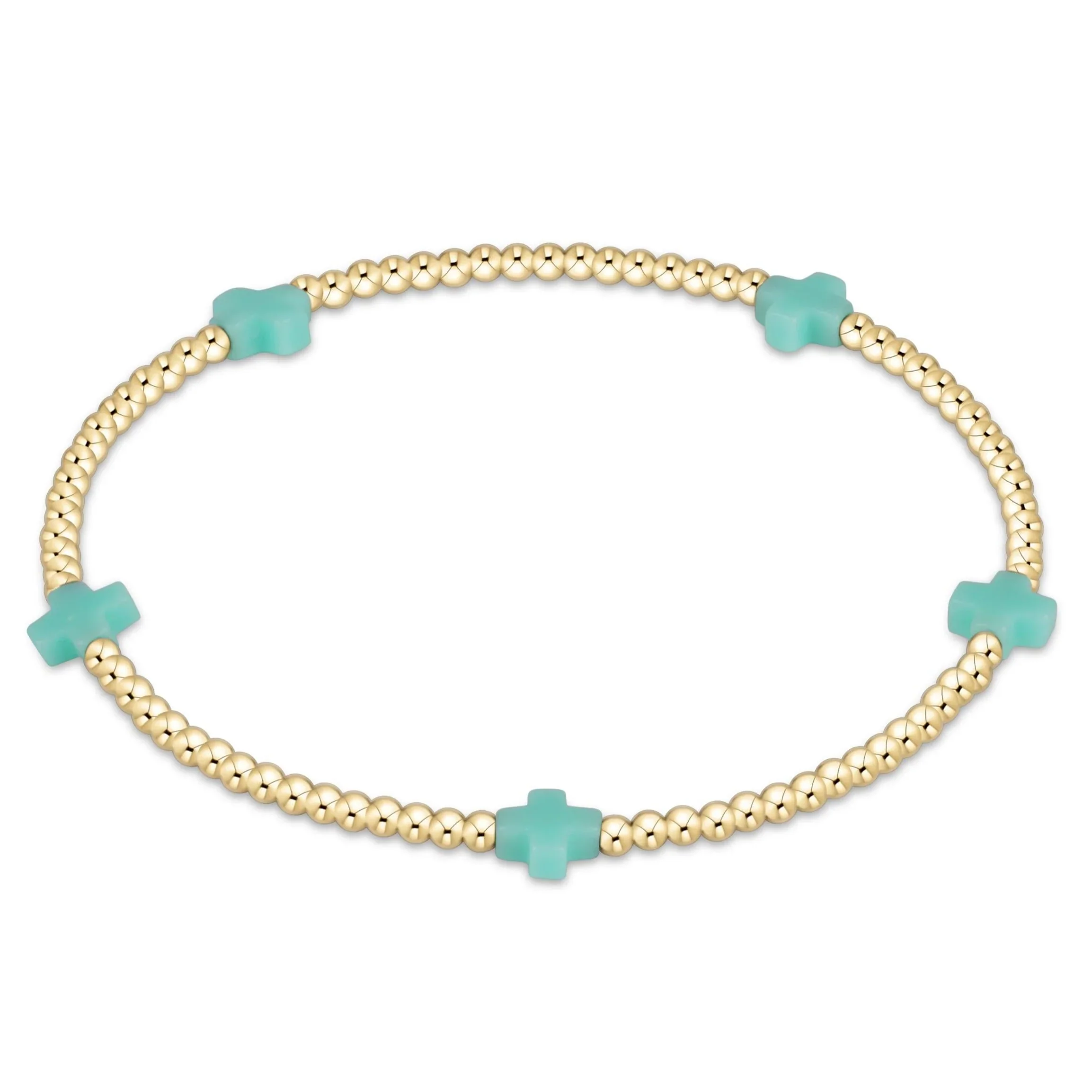 enewton - Signature Cross Small Gold Pattern 2mm Bead Bracelet, Mint