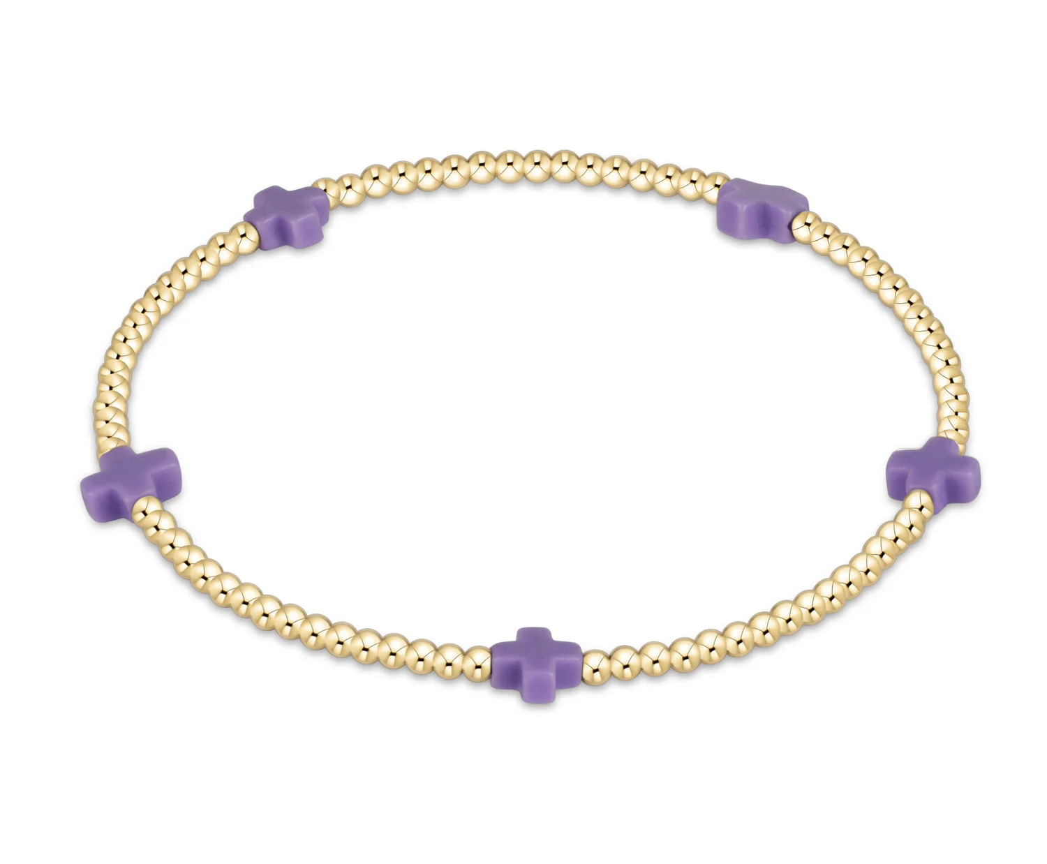enewton - Signature Cross Small Gold Pattern 2mm Bead Bracelet, Purple