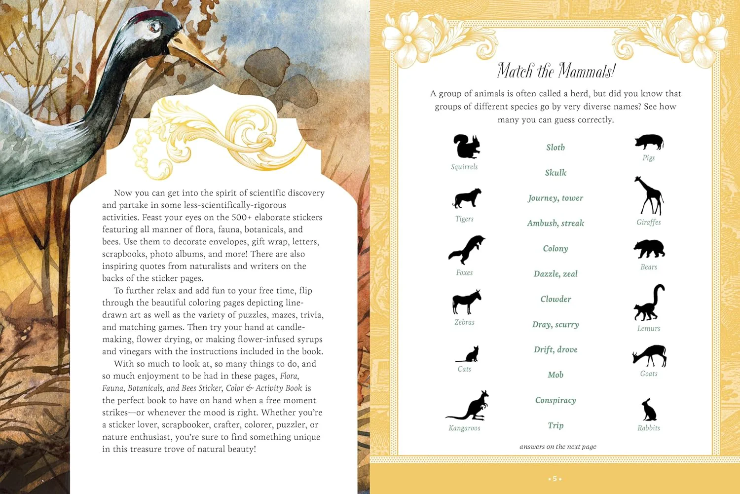 Flora, Fauna, Botanicals, and Bees Sticker, Color, & Activity Book - Image 3