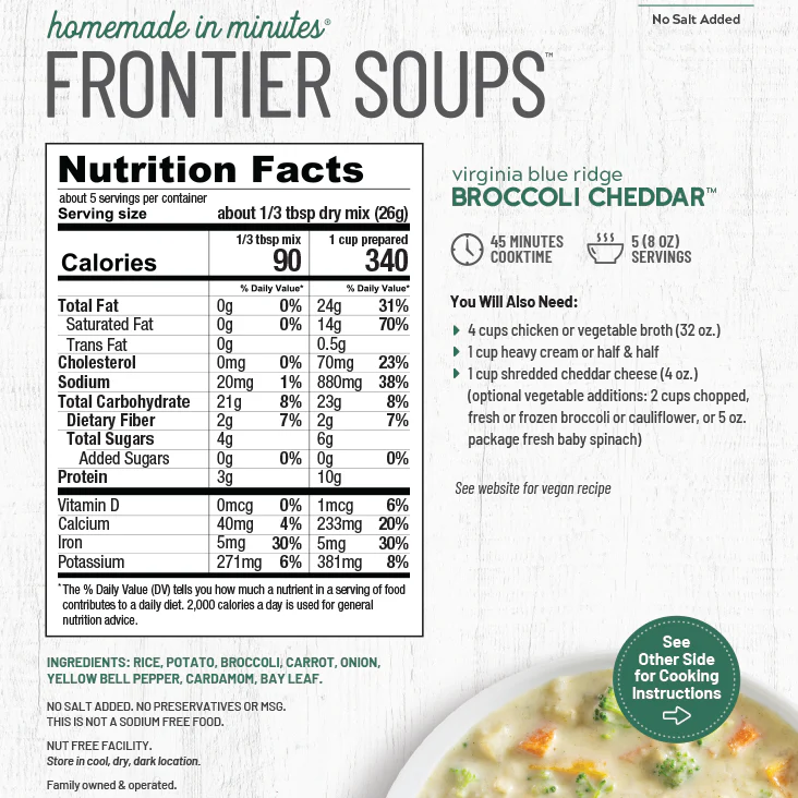 Frontier Soups - Virginia Blue Ridge Broccoli Cheddar Soup Mix - Image 3