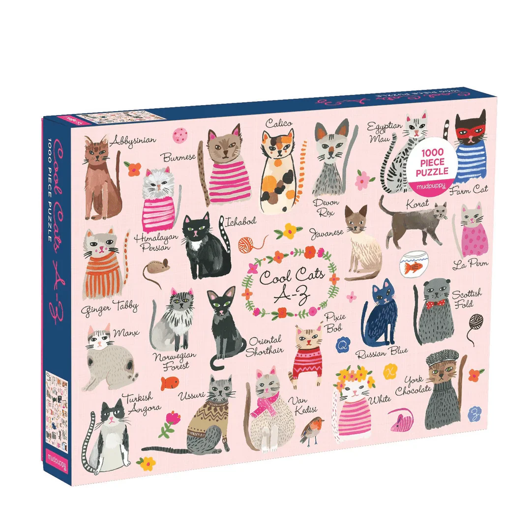 Galison - Cool Cats A-Z Puzzle, 1000 Piece