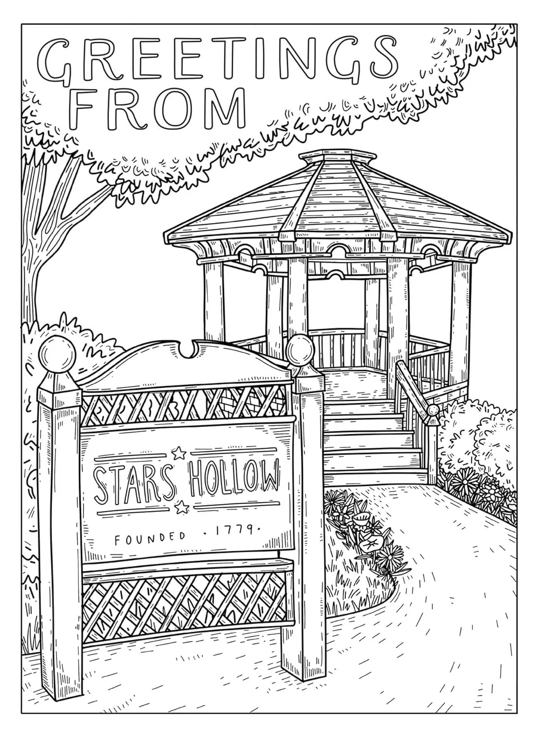 Gilmore Girls: Greetings From Stars Hollow Postcard Coloring Book - Image 2