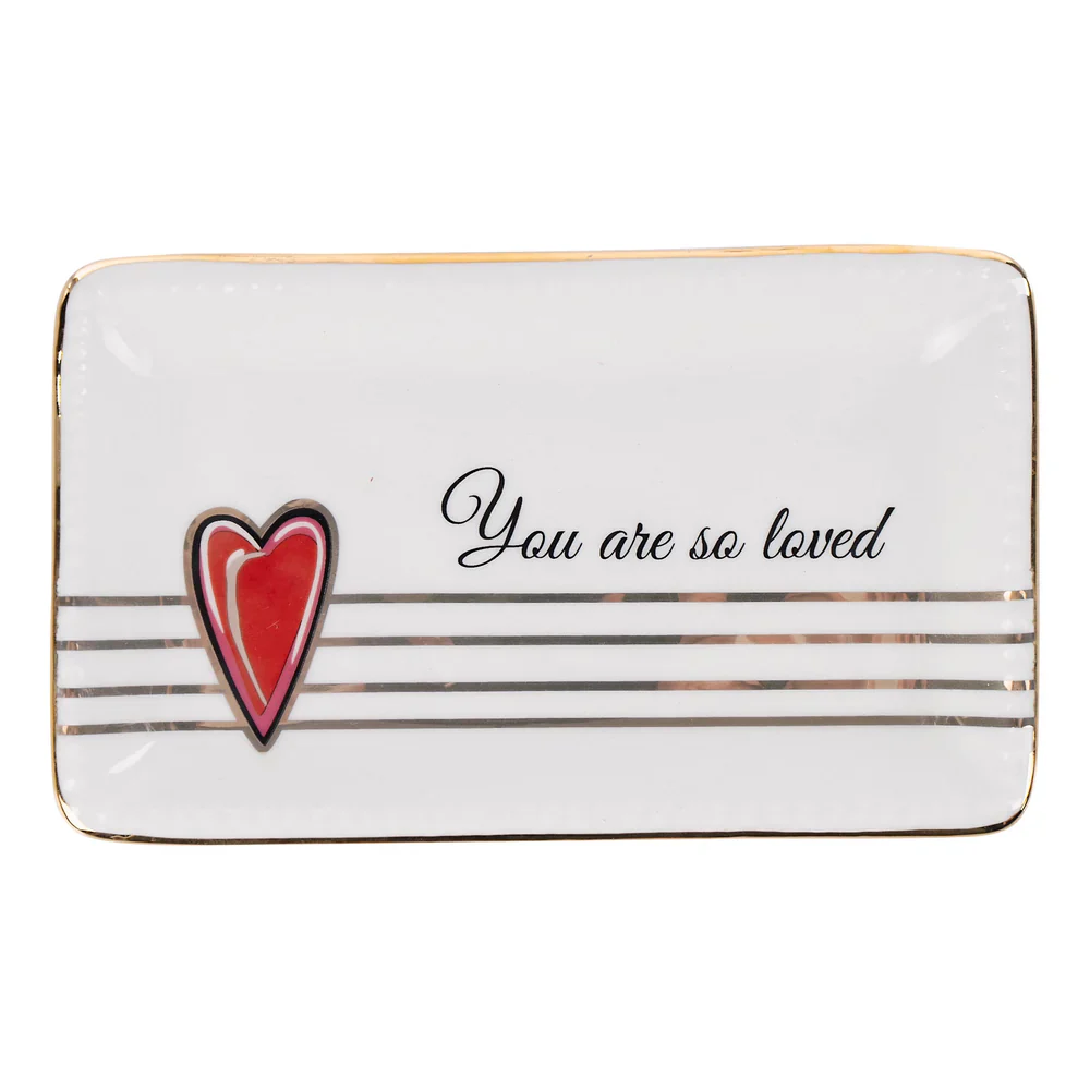 Gloryhaus - Gold Stripes & Heart Trinket Tray