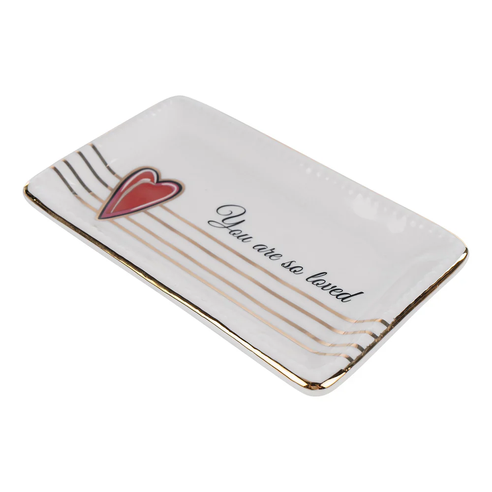Gloryhaus - Gold Stripes & Heart Trinket Tray - Image 2