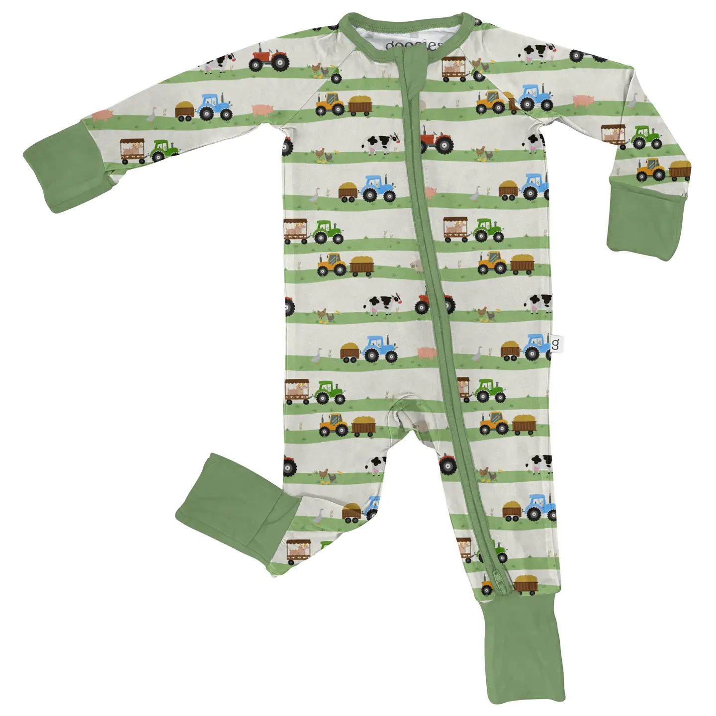 Goosies - Farm Stripe Zip Pajamas, 3-6 Months