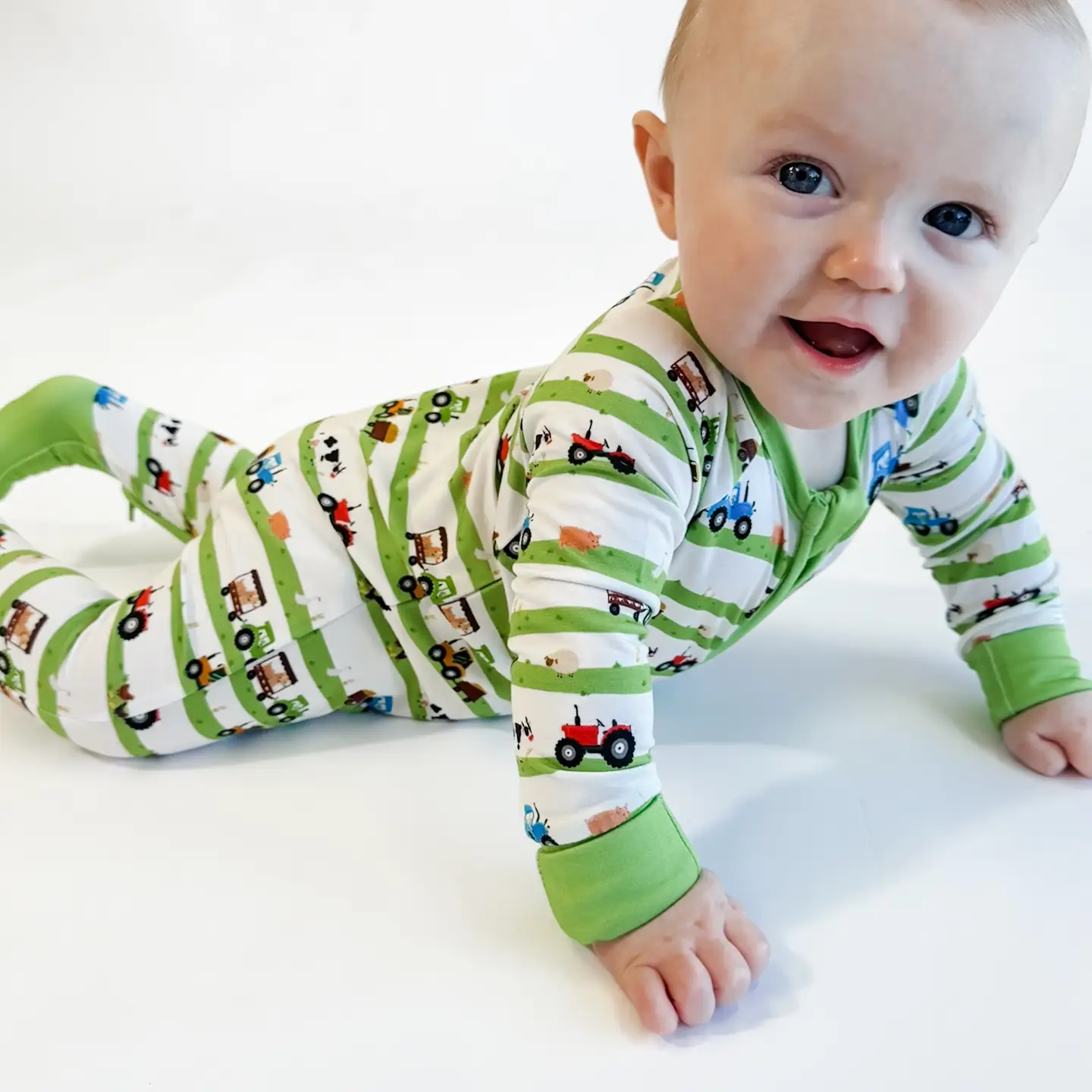 Goosies - Farm Stripe Zip Pajamas, 3-6 Months - Image 2