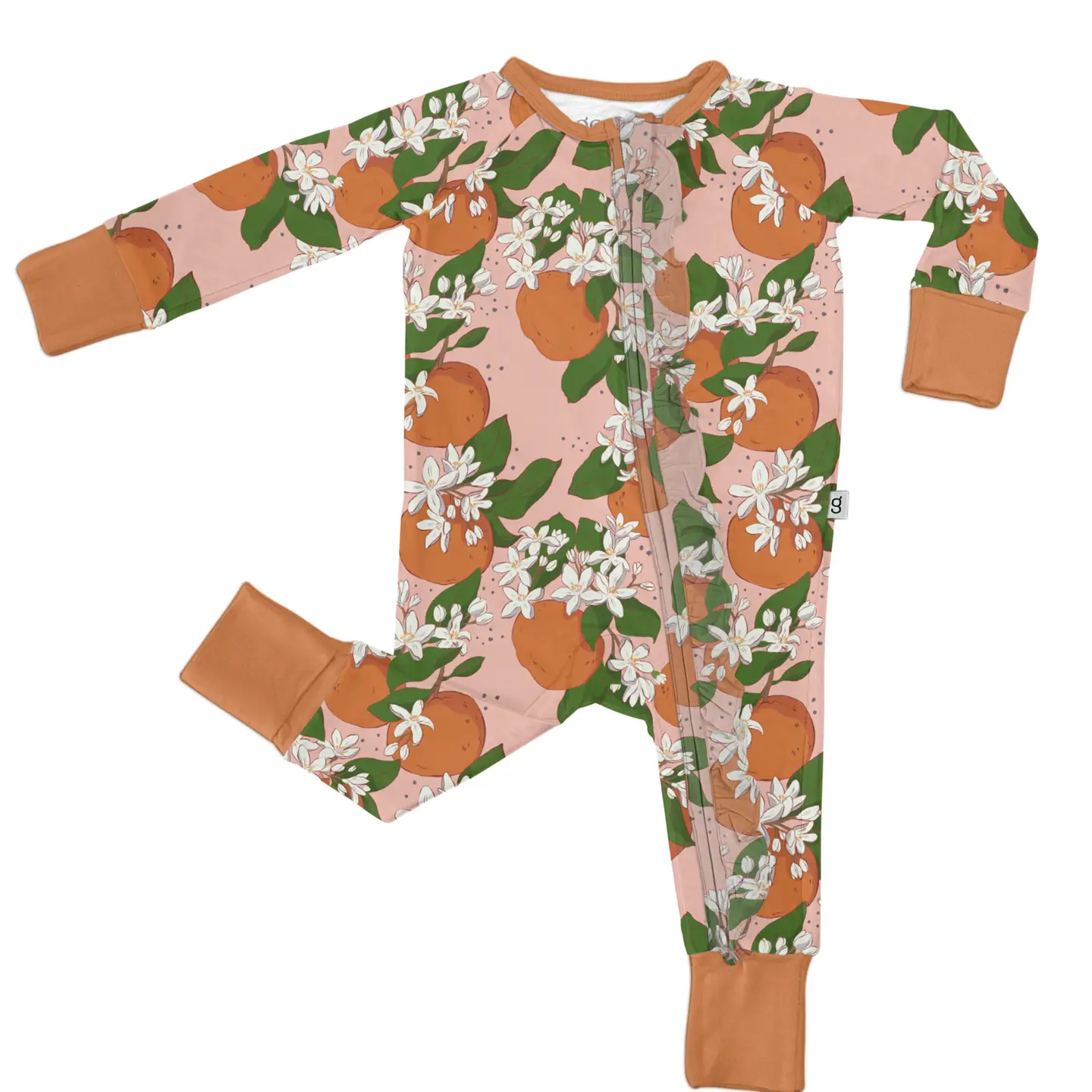 Goosies - Orange Blossom Zip Ruffle Pajamas, 3-6 Months