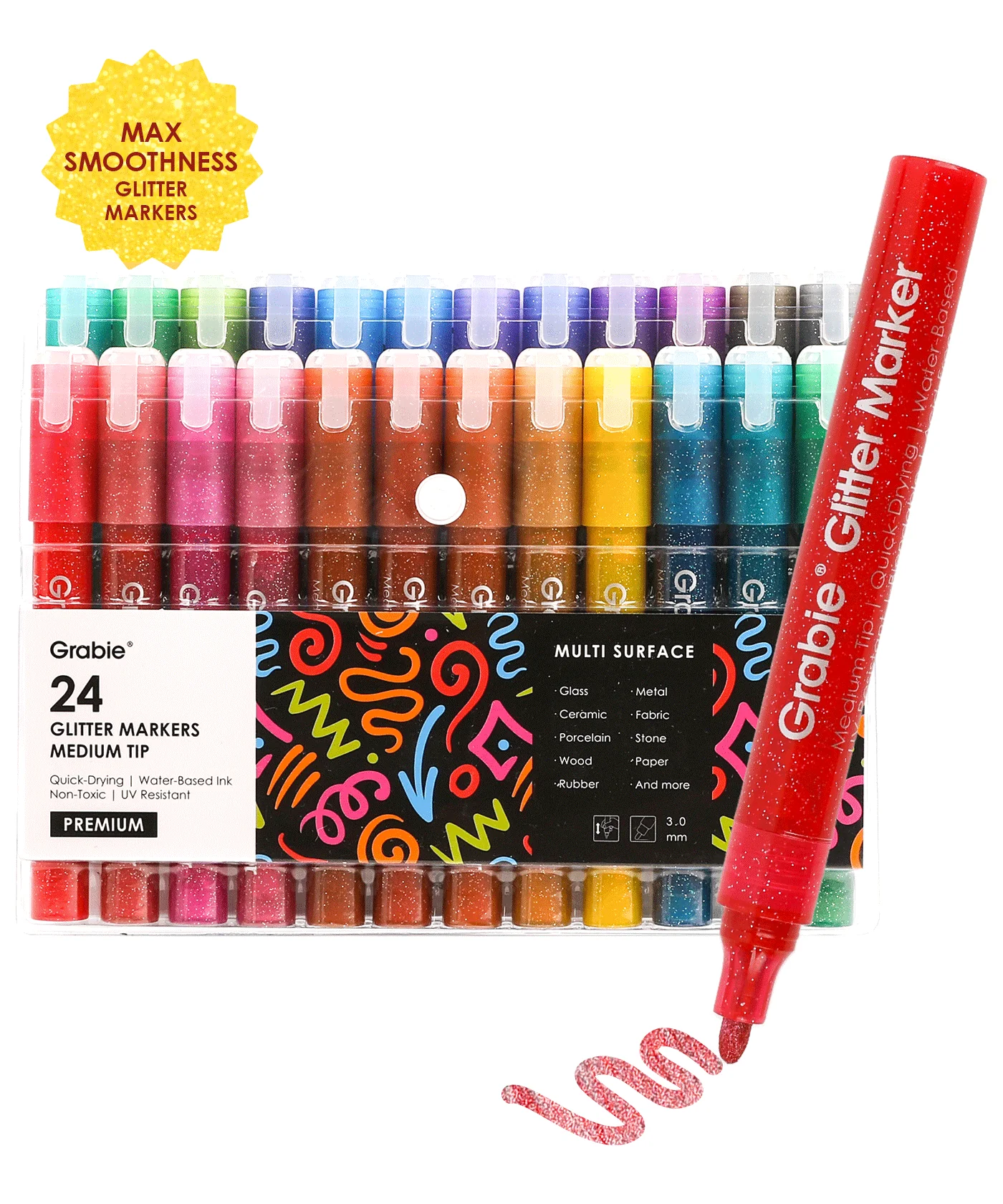 Grabie - Iridescent Glitter Acrylic Paint Marker Set