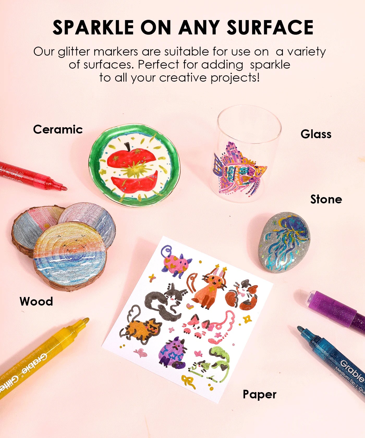 Grabie - Iridescent Glitter Acrylic Paint Marker Set - Image 8