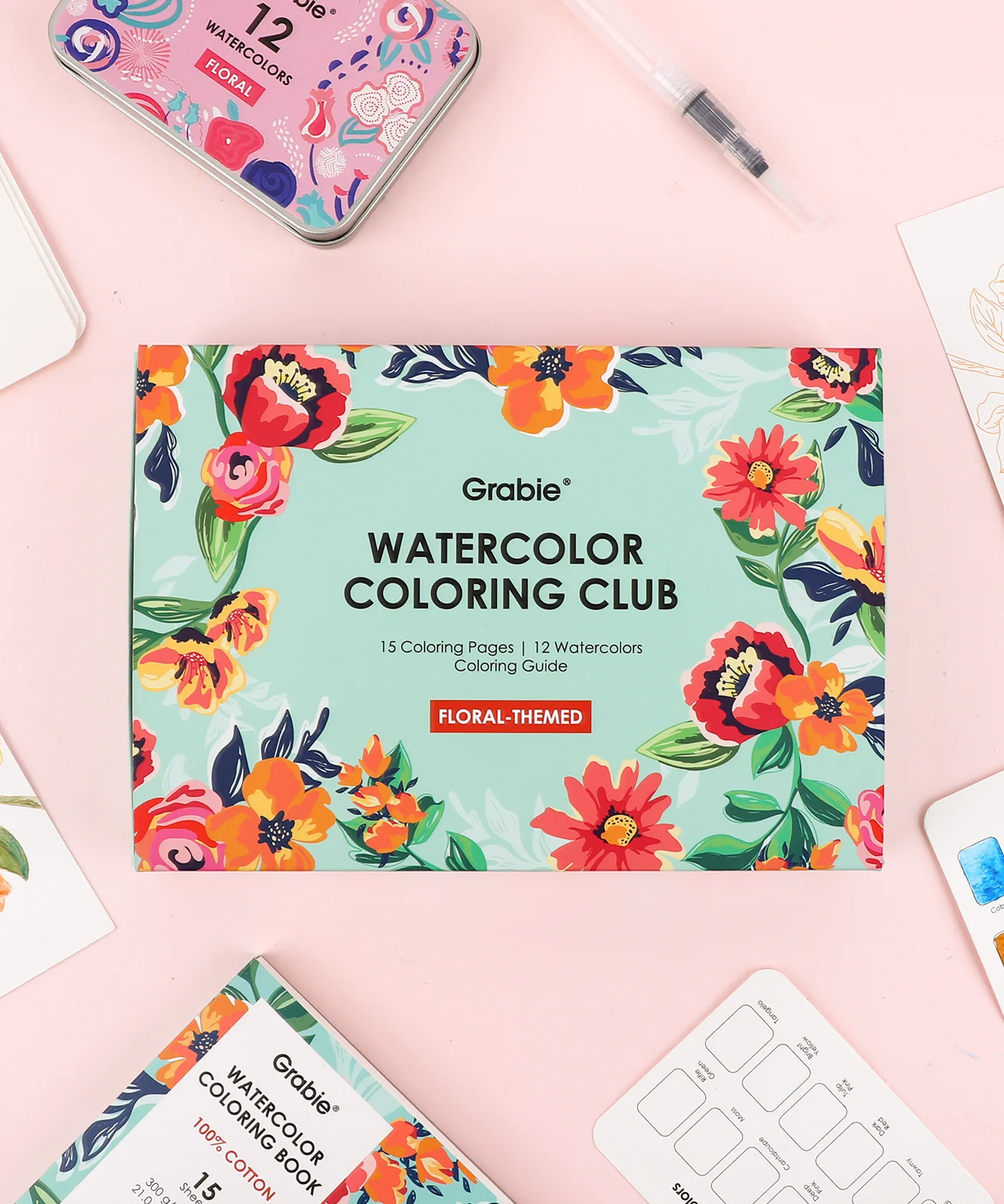 Grabie - Watercolor Coloring Club Box, Floral