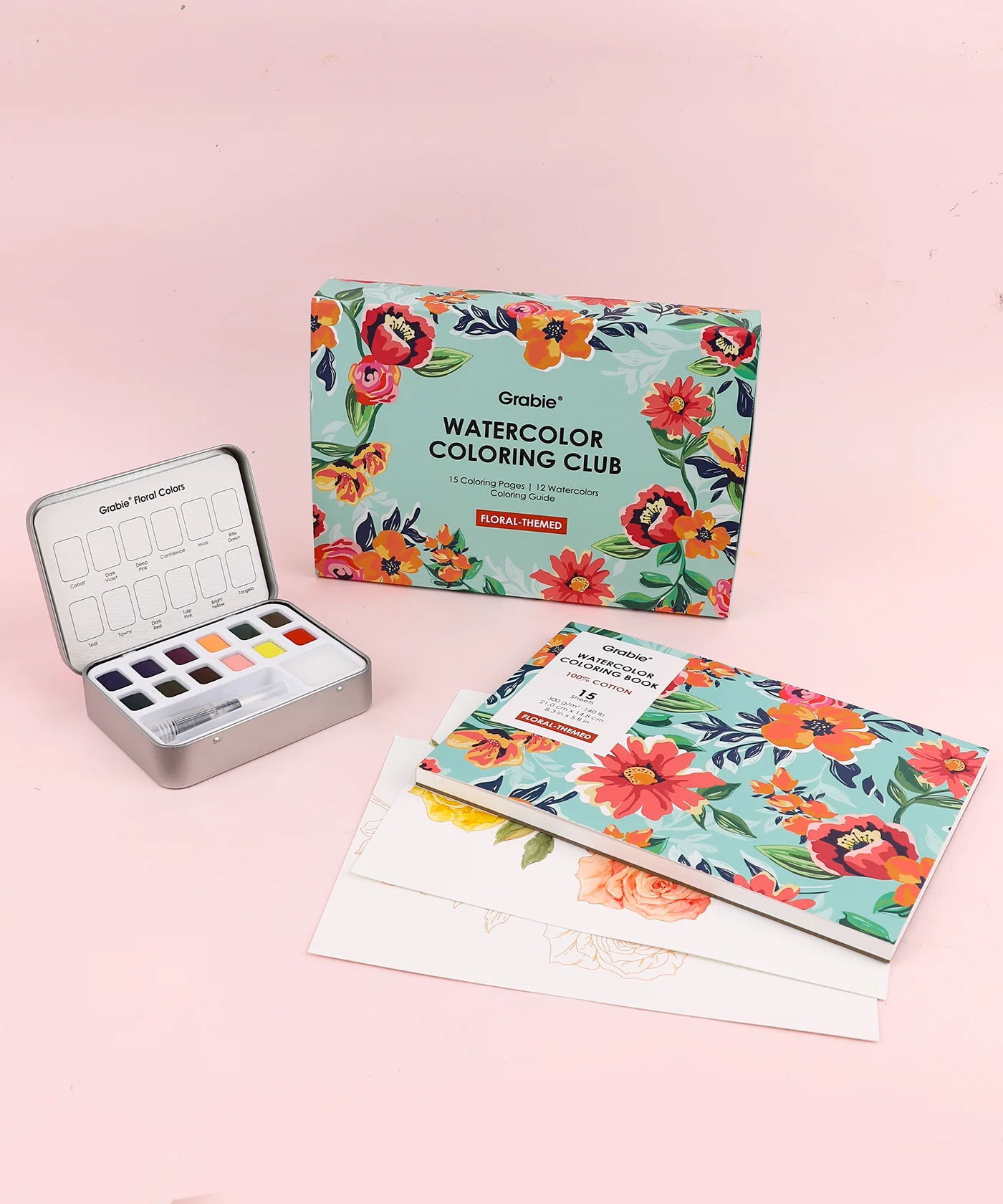 Grabie - Watercolor Coloring Club Box, Floral - Image 3