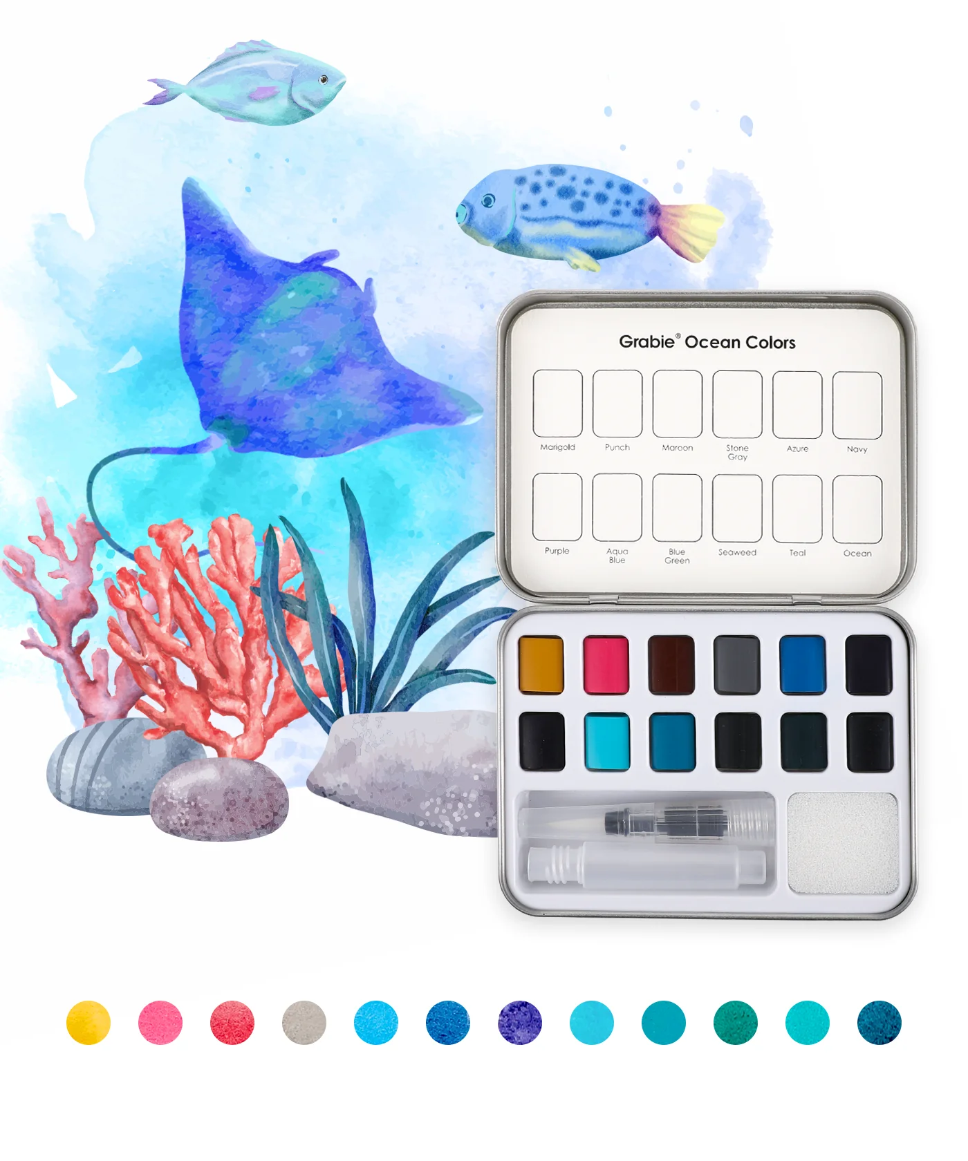 Grabie - Watercolor Coloring Club Box, Ocean - Image 3