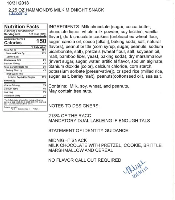 Hammond's Candies - Midnight Snack Milk Chocolate Candy Bar - Image 3