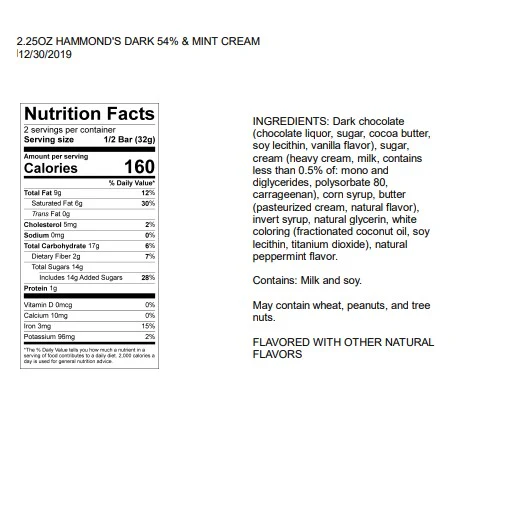 Hammond's Candies - Mint Chocolate Chip Dark Chocolate Candy Bar - Image 3