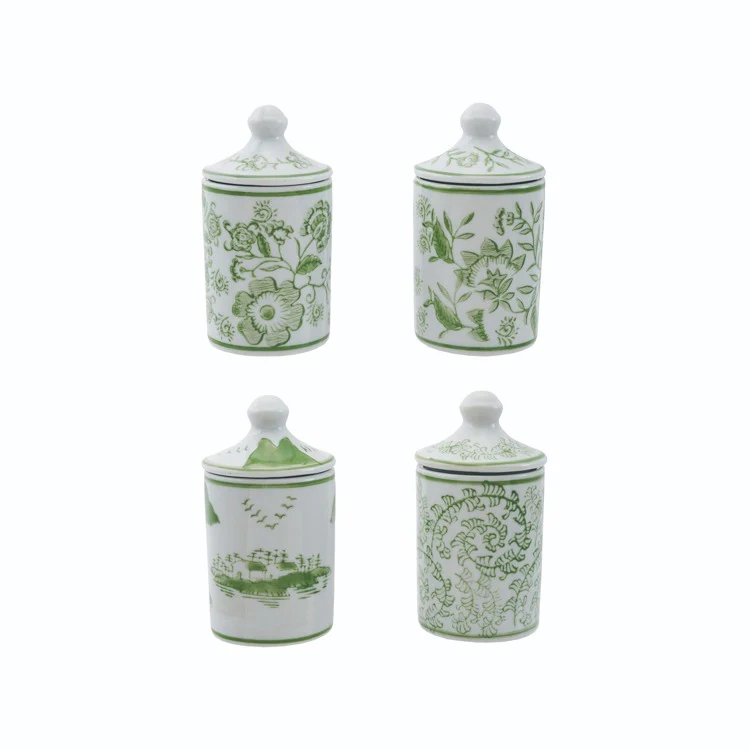 Hazel Mazel - Hand-Stamped Stoneware Spice Jar, Green