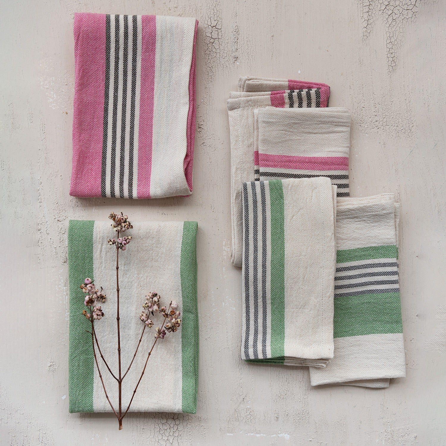 Hazel Mazel - Pink & Green Striped Napkins