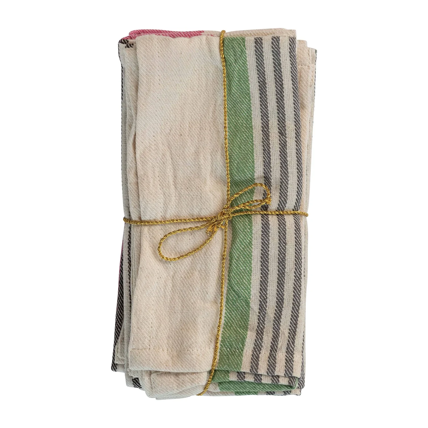 Hazel Mazel - Pink & Green Striped Napkins - Image 3