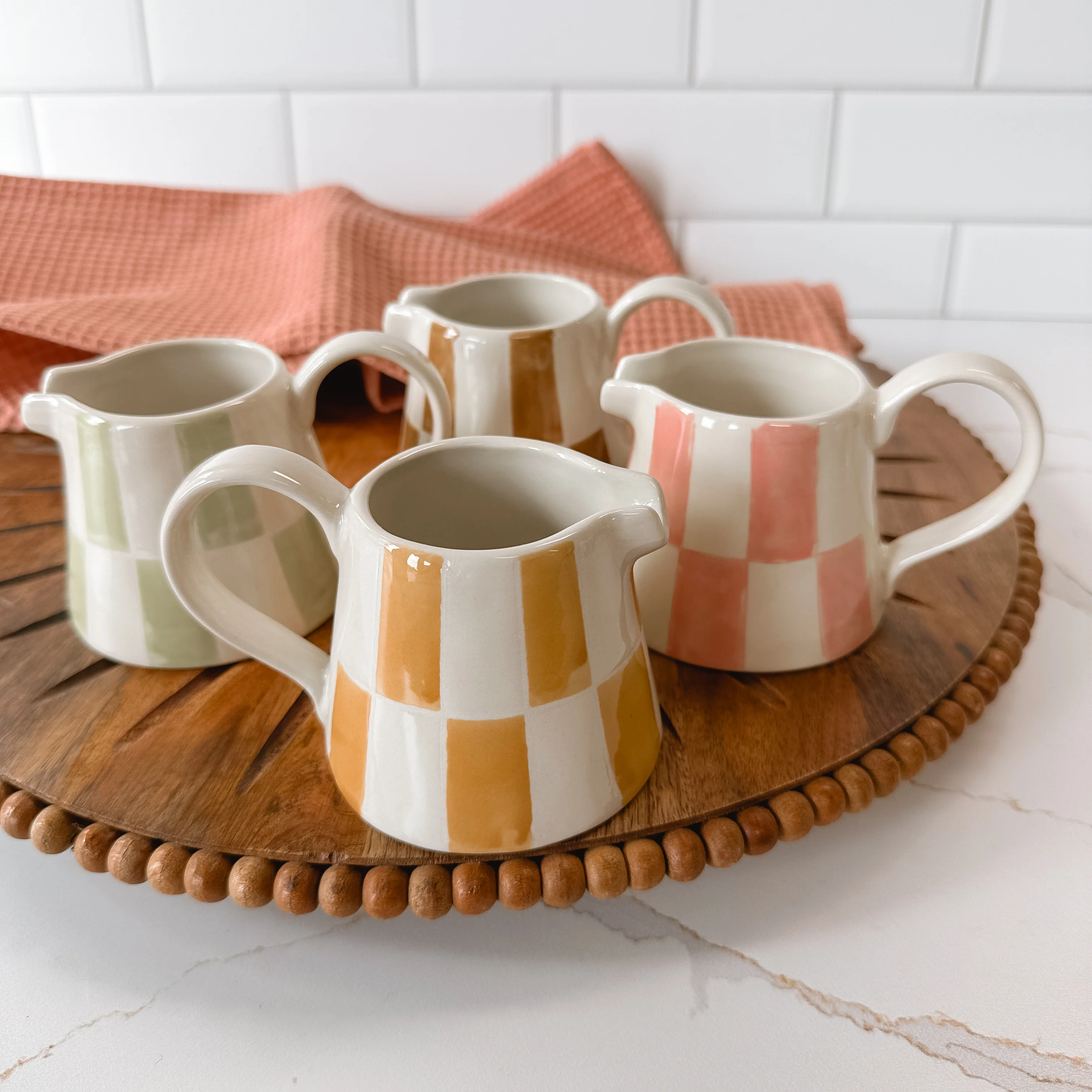 Hazel Mazel - Stoneware Checkered Creamer