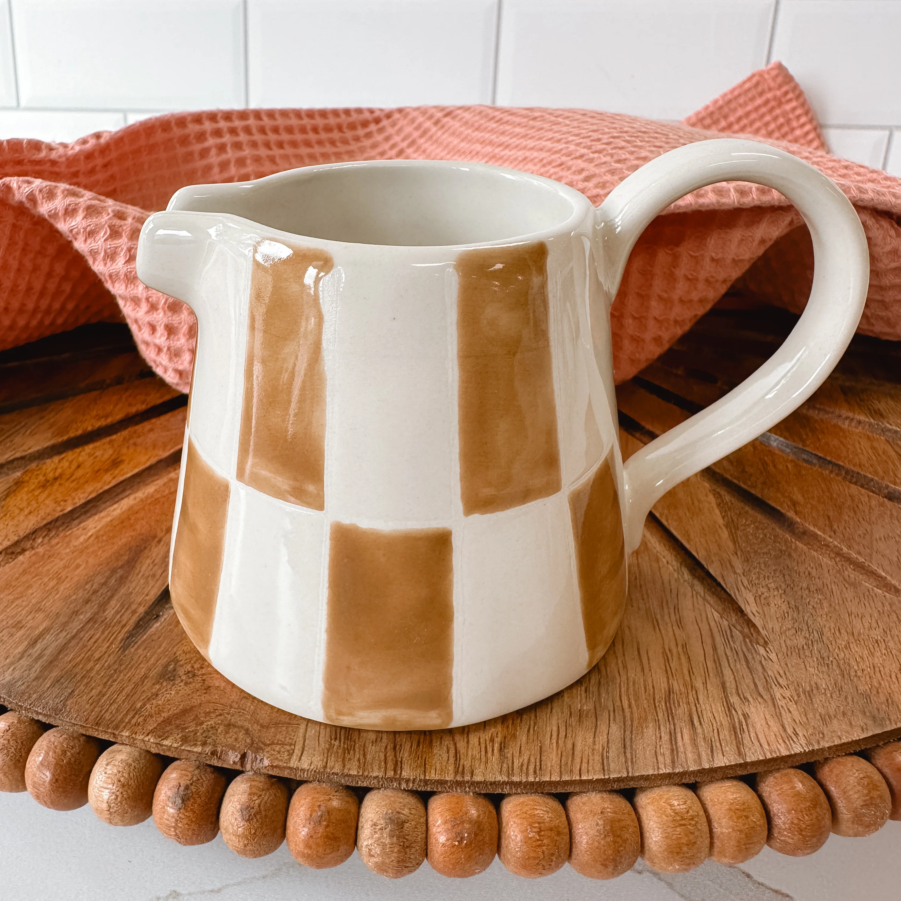 Hazel Mazel - Stoneware Checkered Creamer - Image 3