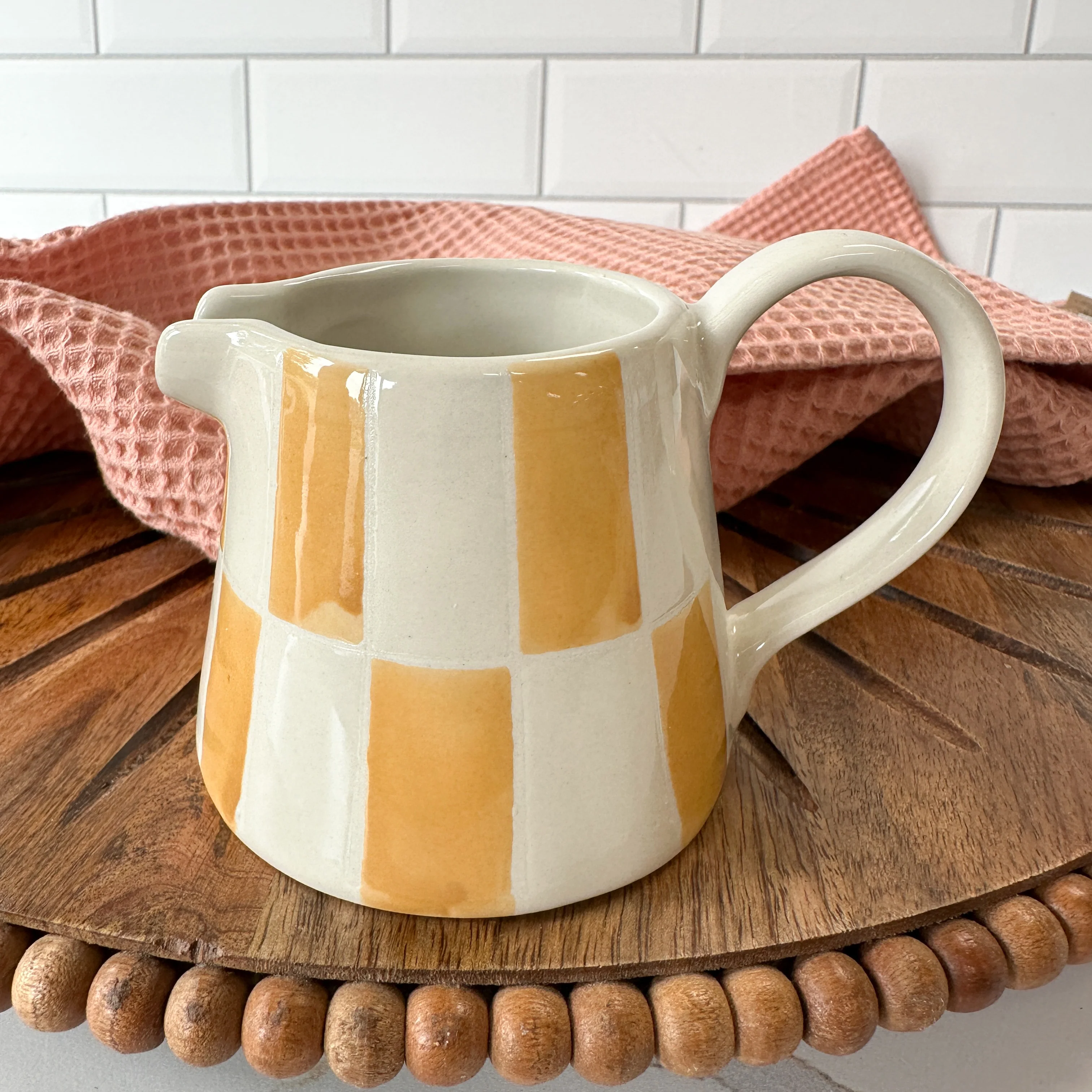 Hazel Mazel - Stoneware Checkered Creamer - Image 4
