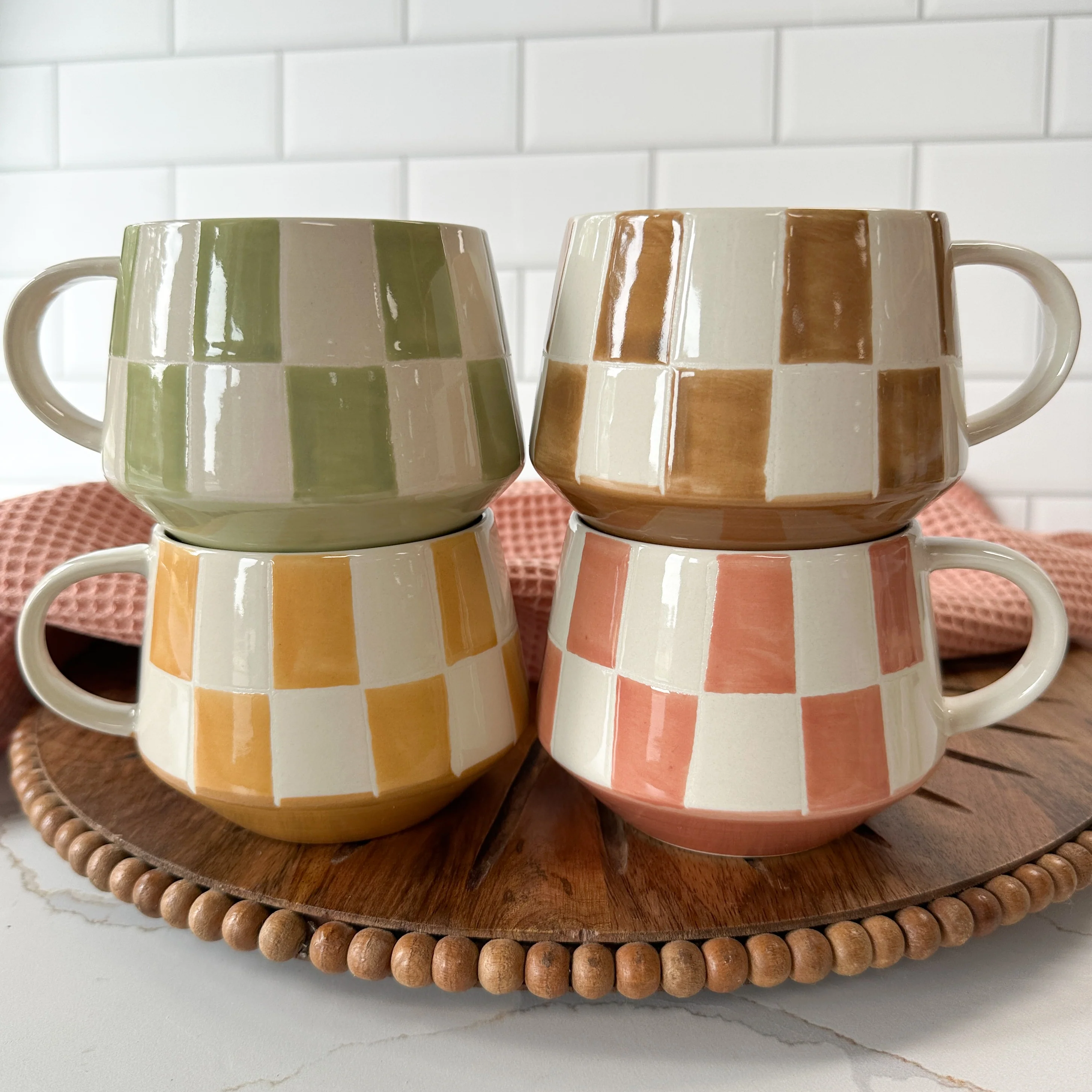 Hazel Mazel - Stoneware Checkered Mug
