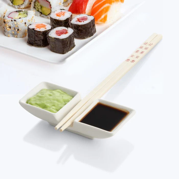 Helen's Asian Kitchen - Two-Section Sauce Dish With Chopstick Rest