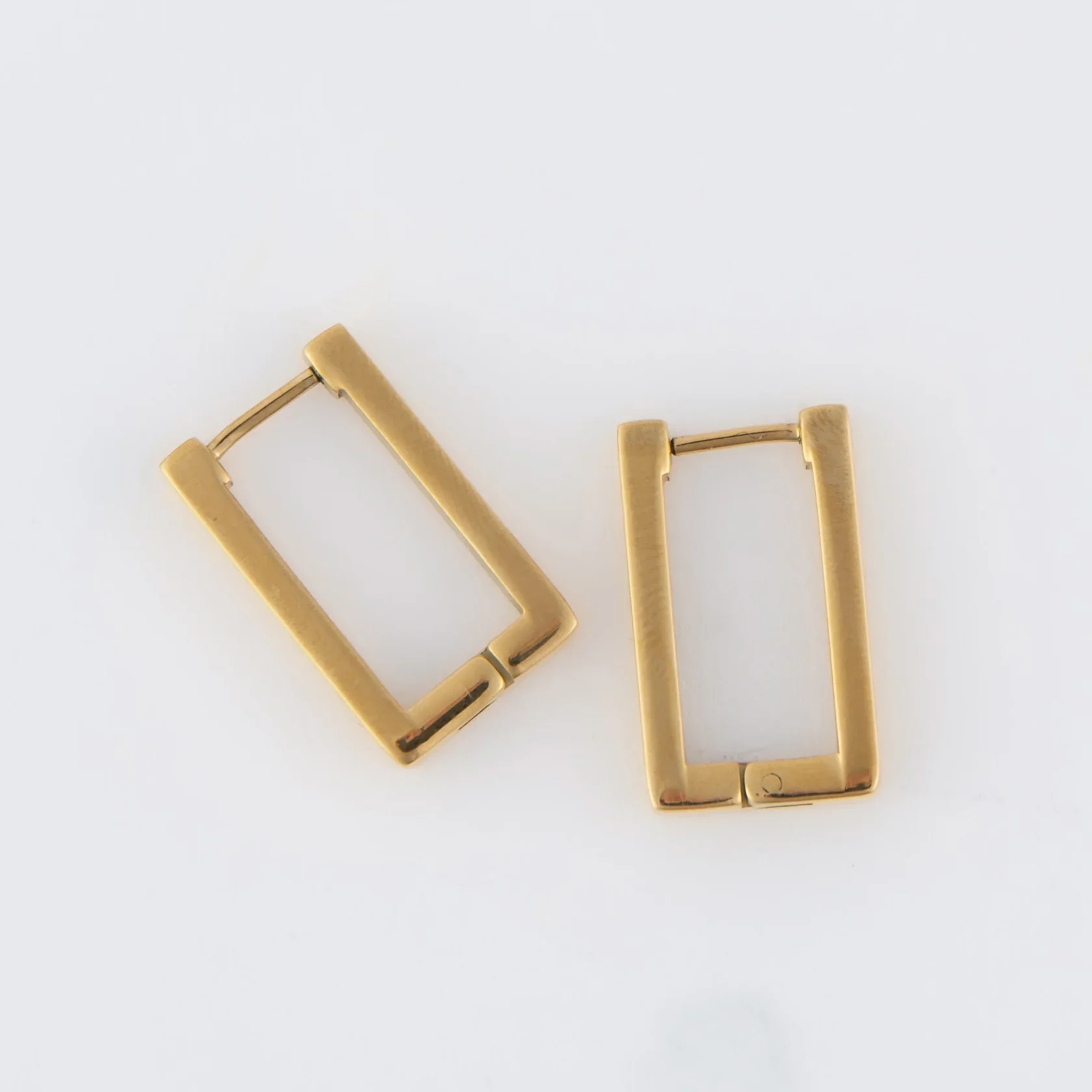 Narelle - Waterproof Rectangle Hoop Earrings, Gold